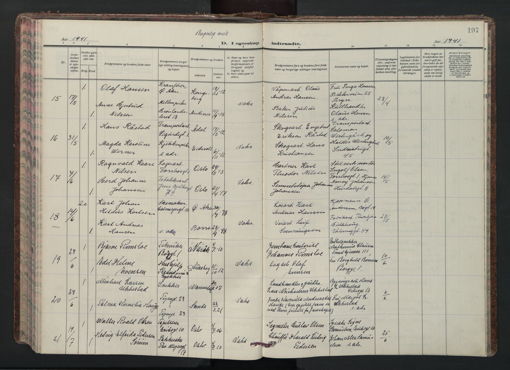 Grønland prestekontor Kirkebøker, AV/SAO-A-10848/F/Fa/L0020: Parish register (official) no. 20, 1935-1946, p. 197