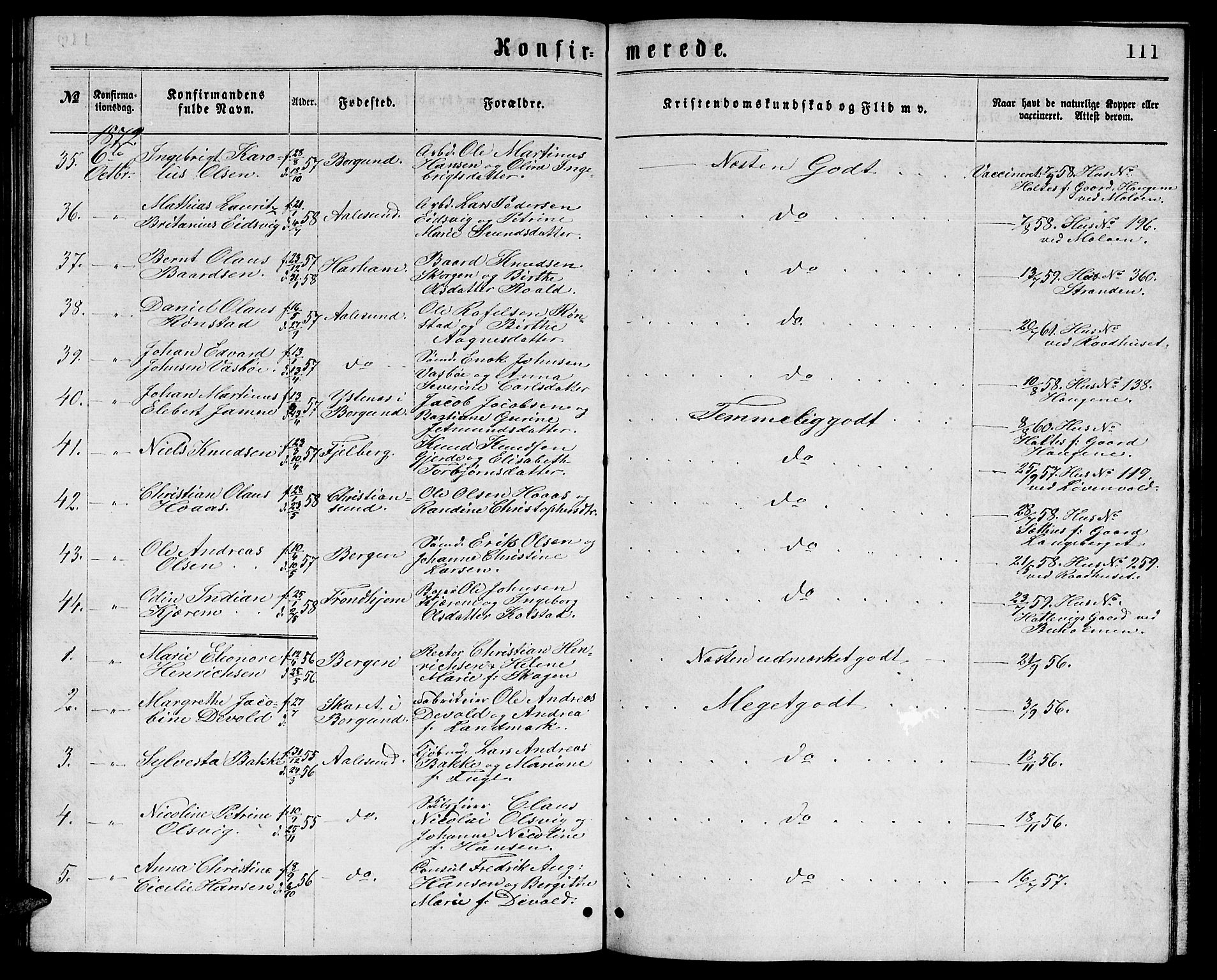 Ministerialprotokoller, klokkerbøker og fødselsregistre - Møre og Romsdal, AV/SAT-A-1454/529/L0465: Parish register (copy) no. 529C02, 1868-1877, p. 111