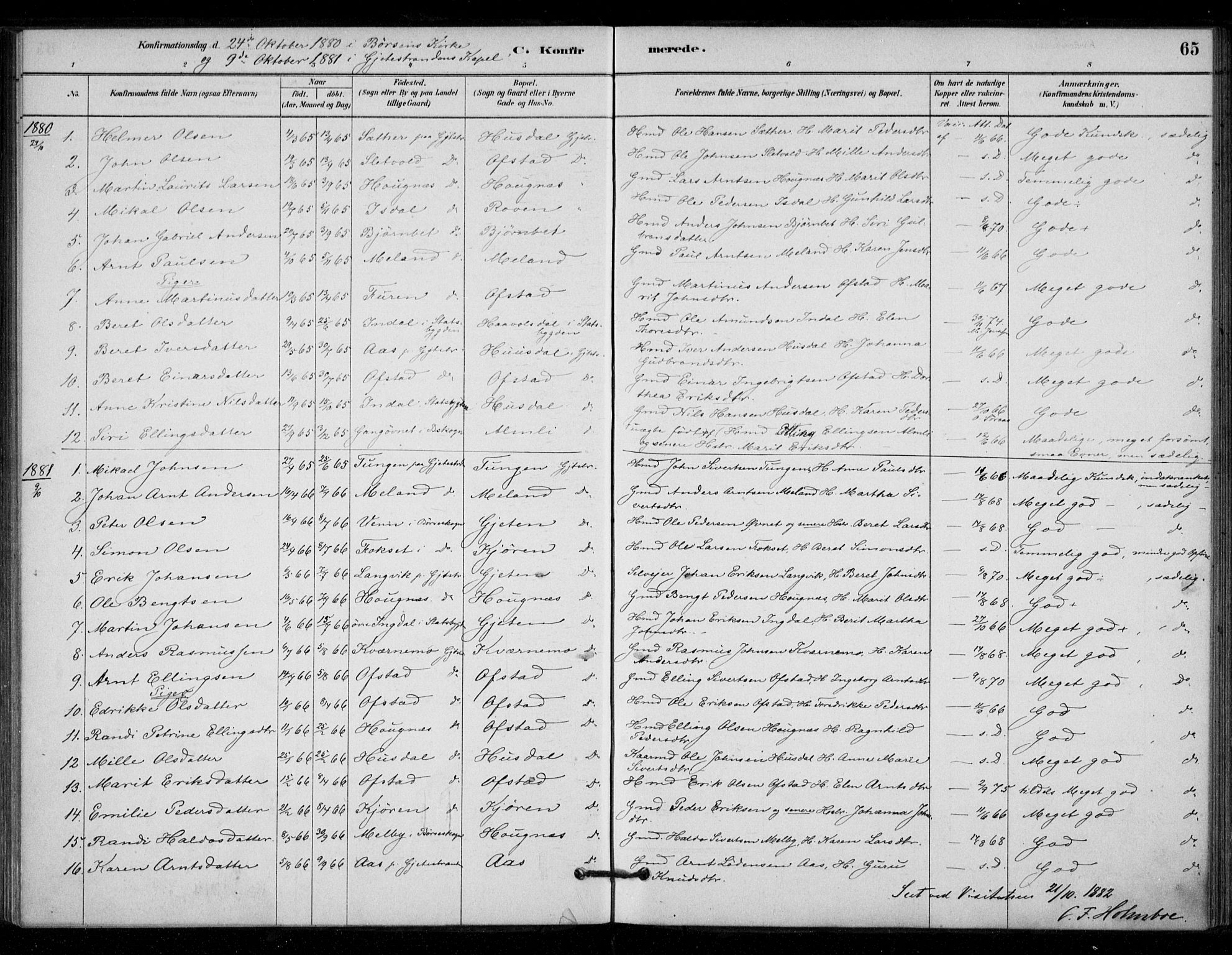Ministerialprotokoller, klokkerbøker og fødselsregistre - Sør-Trøndelag, SAT/A-1456/670/L0836: Parish register (official) no. 670A01, 1879-1904, p. 65