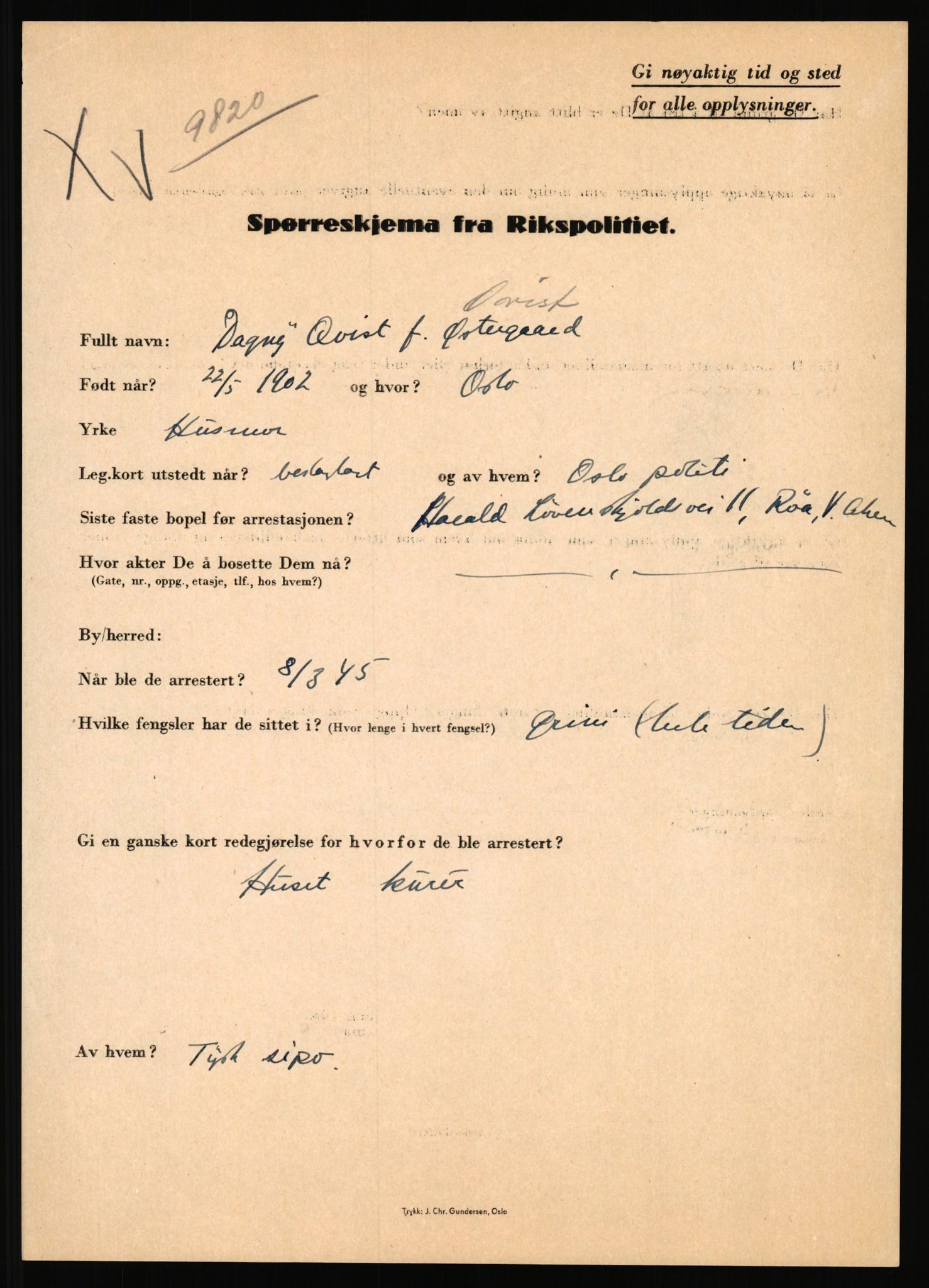 Rikspolitisjefen, AV/RA-S-1560/L/L0014: Pettersen, Aksel - Savosnick, Ernst, 1940-1945, p. 222