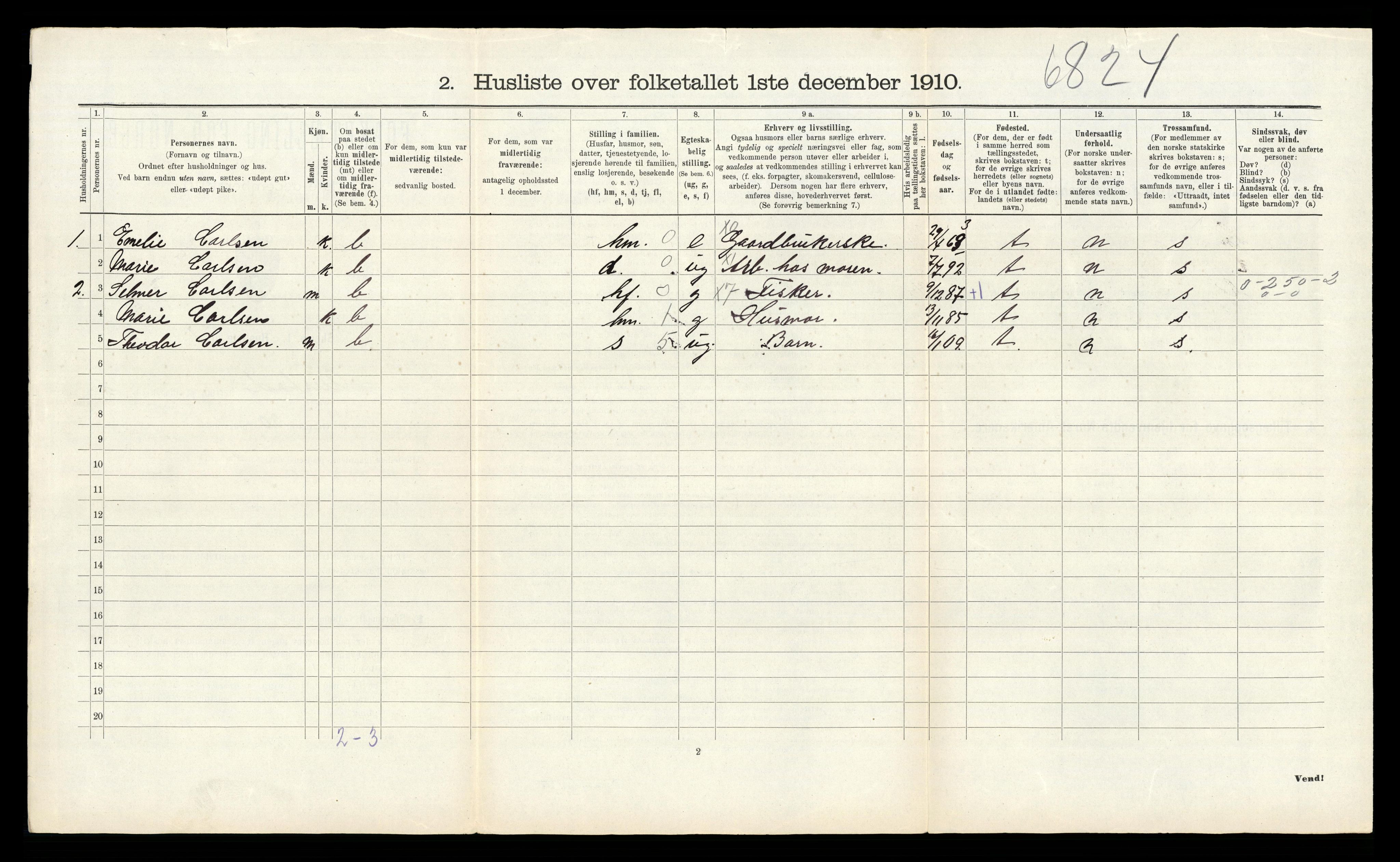 RA, 1910 census for Austad, 1910, p. 211