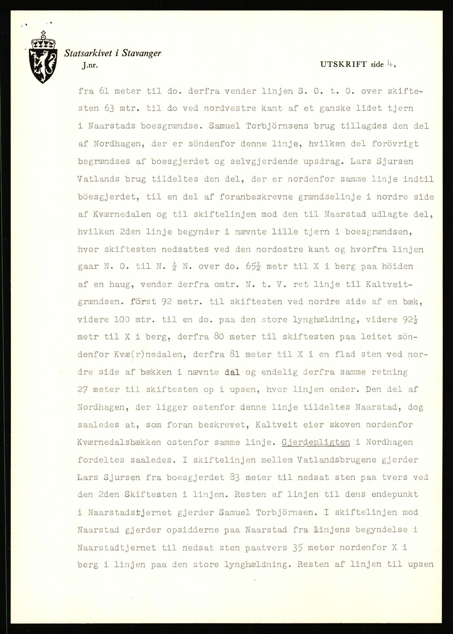 Statsarkivet i Stavanger, SAST/A-101971/03/Y/Yj/L0064: Avskrifter sortert etter gårdsnavn: Noreim - Odland i Bjerkreim, 1750-1930, p. 607