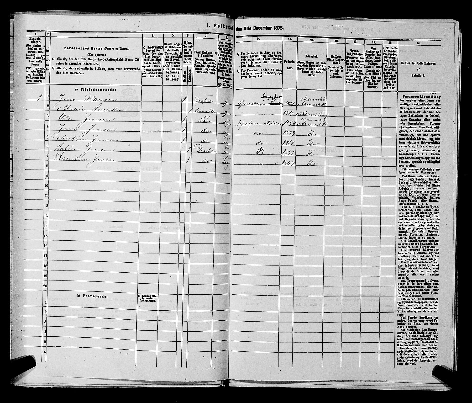 RA, 1875 census for 0116P Berg, 1875, p. 1146