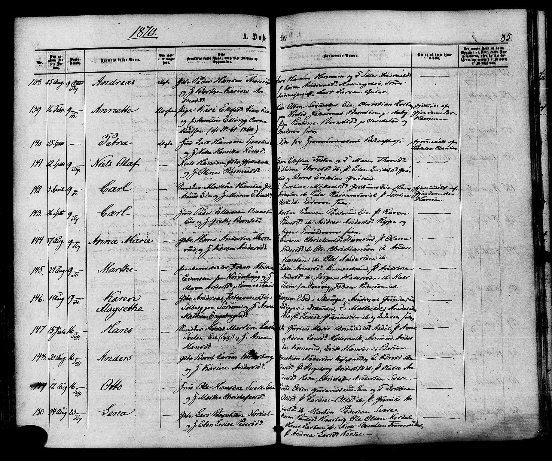 Lier kirkebøker, SAKO/A-230/F/Fa/L0013: Parish register (official) no. I 13, 1865-1874, p. 85