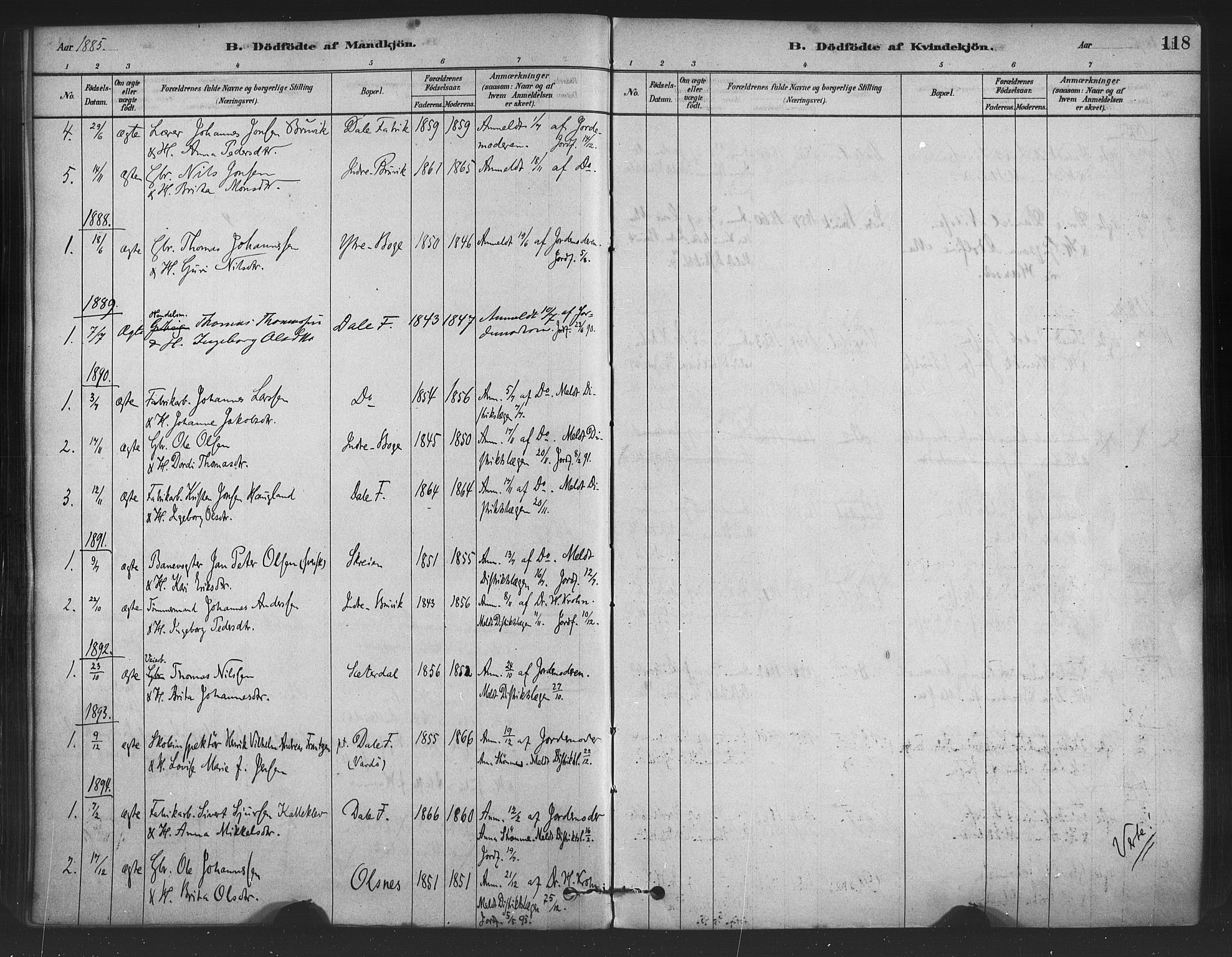 Bruvik Sokneprestembete, SAB/A-74701/H/Haa: Parish register (official) no. B 1, 1878-1904, p. 118