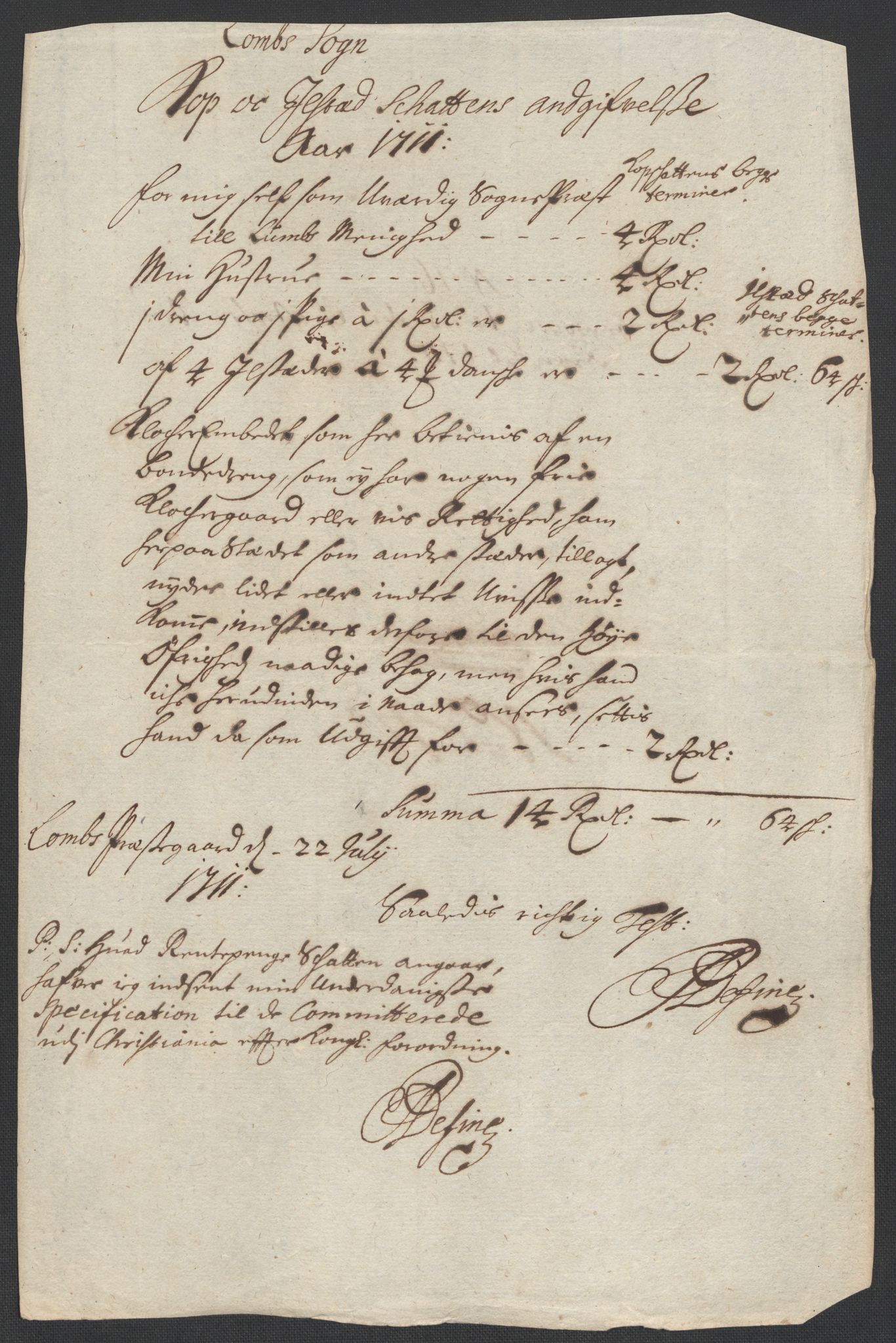 Rentekammeret inntil 1814, Reviderte regnskaper, Fogderegnskap, AV/RA-EA-4092/R17/L1180: Fogderegnskap Gudbrandsdal, 1711, p. 341