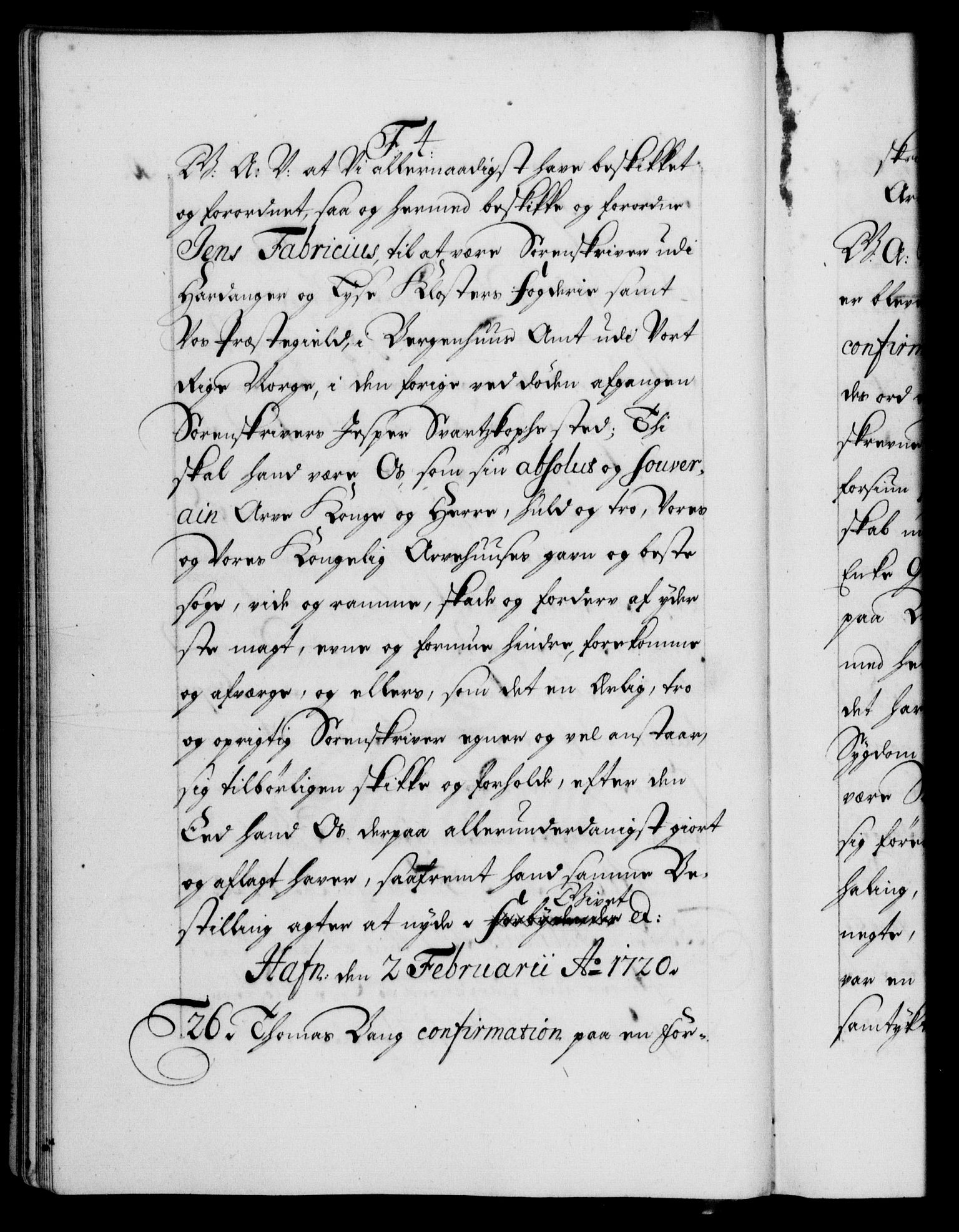 Danske Kanselli 1572-1799, RA/EA-3023/F/Fc/Fca/Fcaa/L0023: Norske registre, 1720-1722, p. 20b