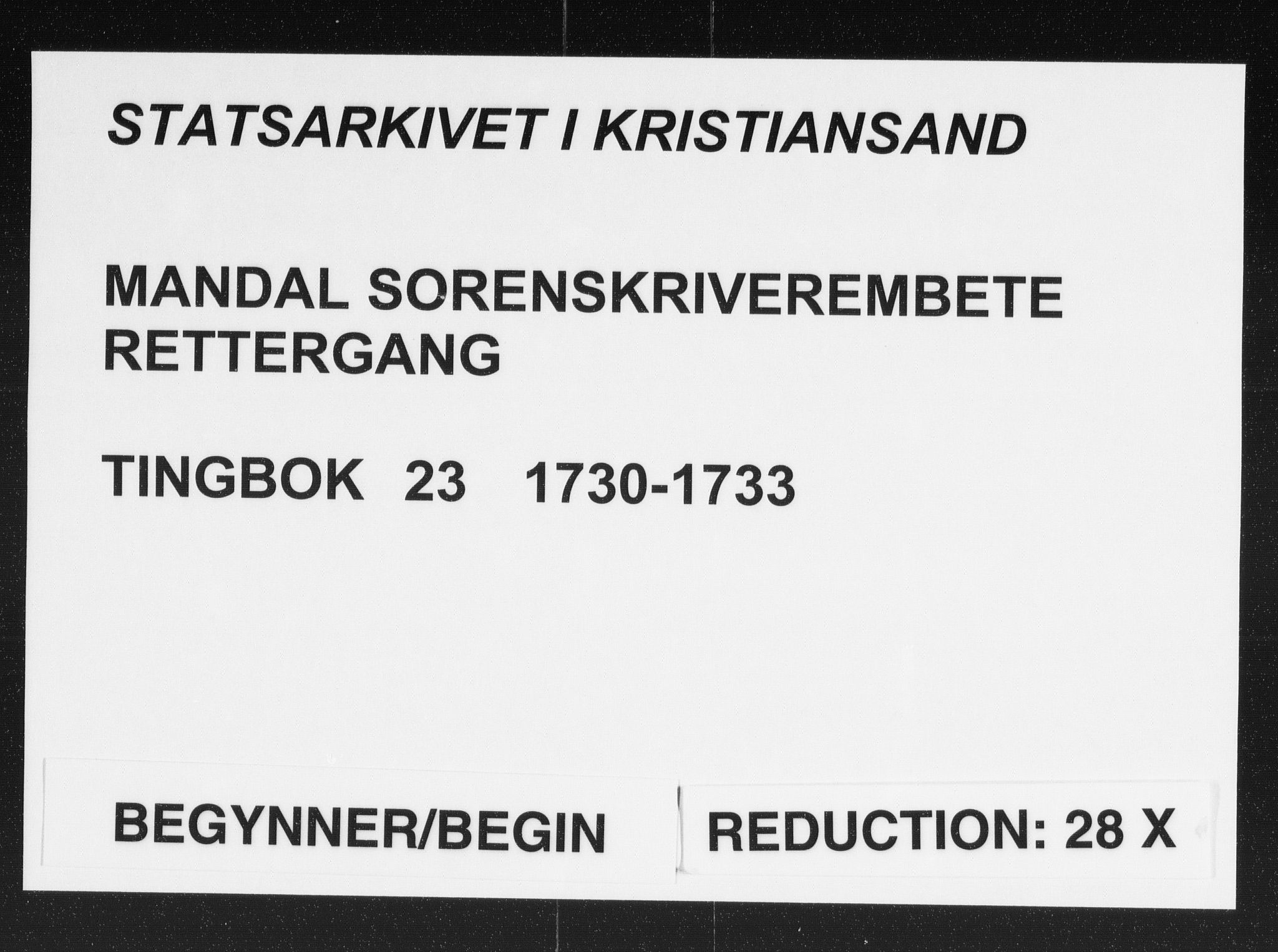 Mandal sorenskriveri, AV/SAK-1221-0005/001/F/Fa/L0024: Tingbok nr 23, 1730-1733
