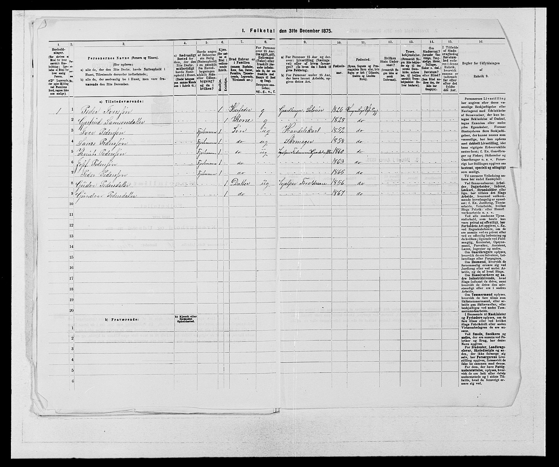 SAB, 1875 census for 1235P Voss, 1875, p. 140
