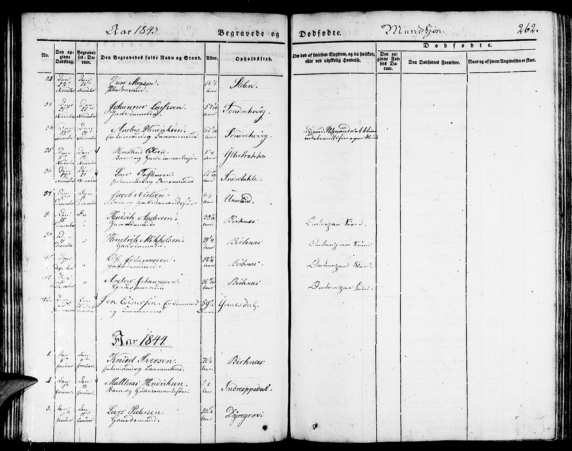 Gulen sokneprestembete, SAB/A-80201/H/Haa/Haaa/L0020: Parish register (official) no. A 20, 1837-1847, p. 262