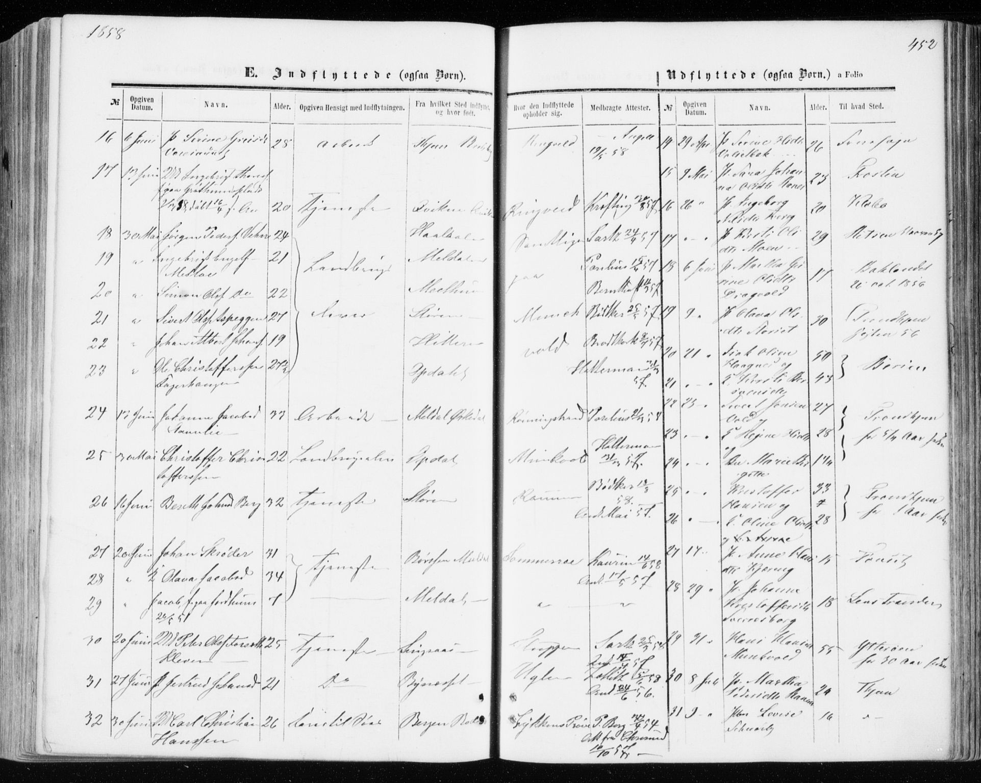 Ministerialprotokoller, klokkerbøker og fødselsregistre - Sør-Trøndelag, SAT/A-1456/606/L0292: Parish register (official) no. 606A07, 1856-1865, p. 452