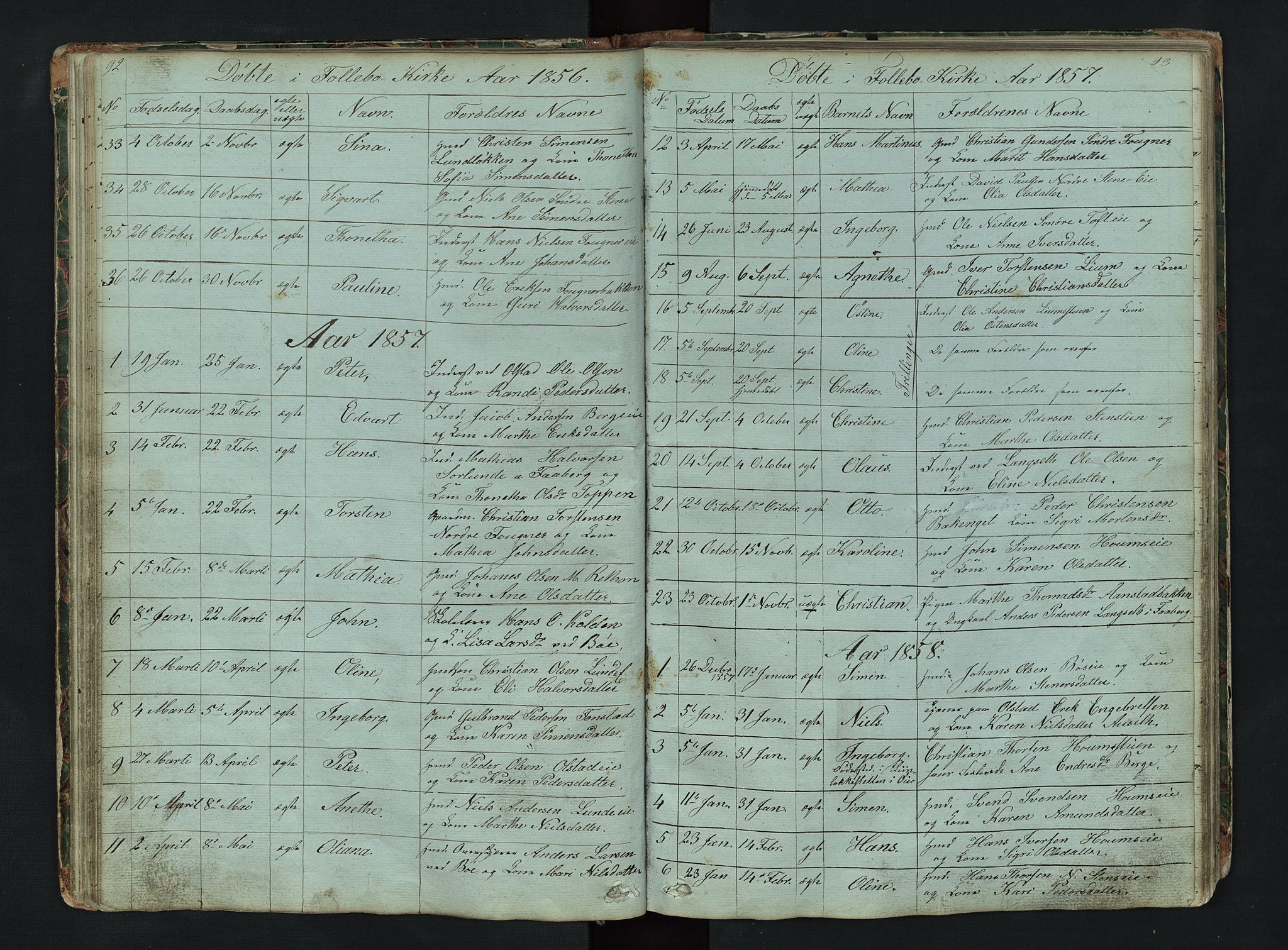 Gausdal prestekontor, SAH/PREST-090/H/Ha/Hab/L0006: Parish register (copy) no. 6, 1846-1893, p. 92-93
