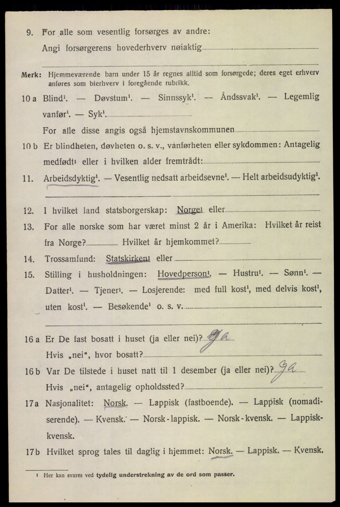 SAT, 1920 census for Skjerstad, 1920, p. 2742