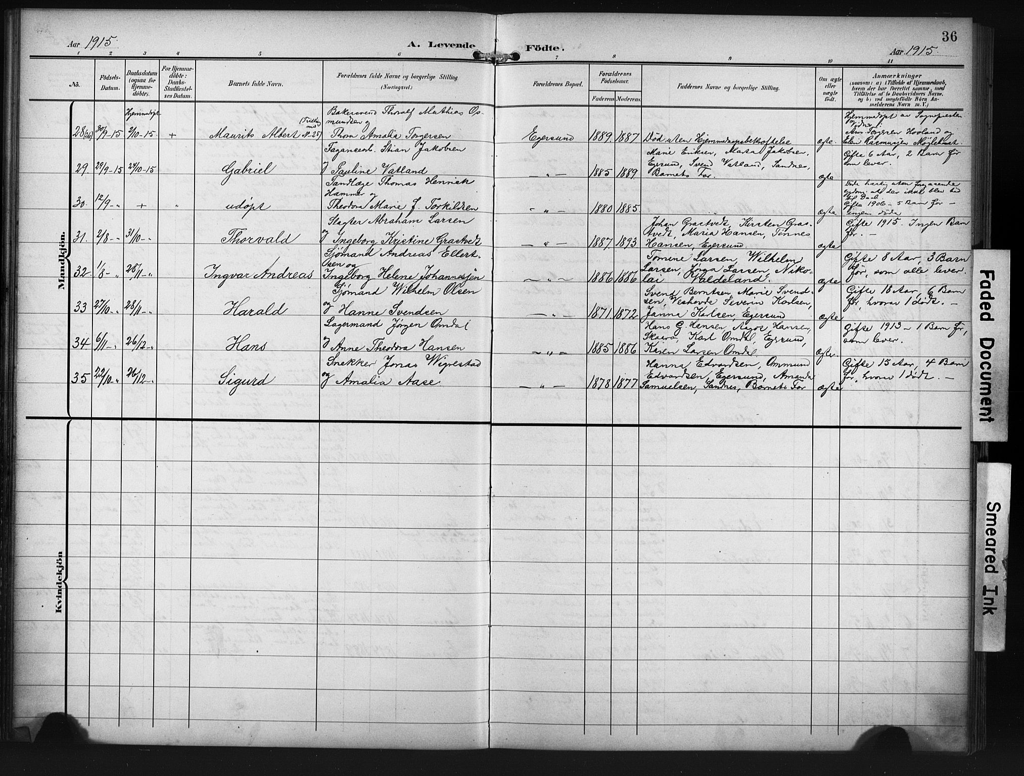 Eigersund sokneprestkontor, AV/SAST-A-101807/S09/L0012: Parish register (copy) no. B 12, 1908-1930, p. 36