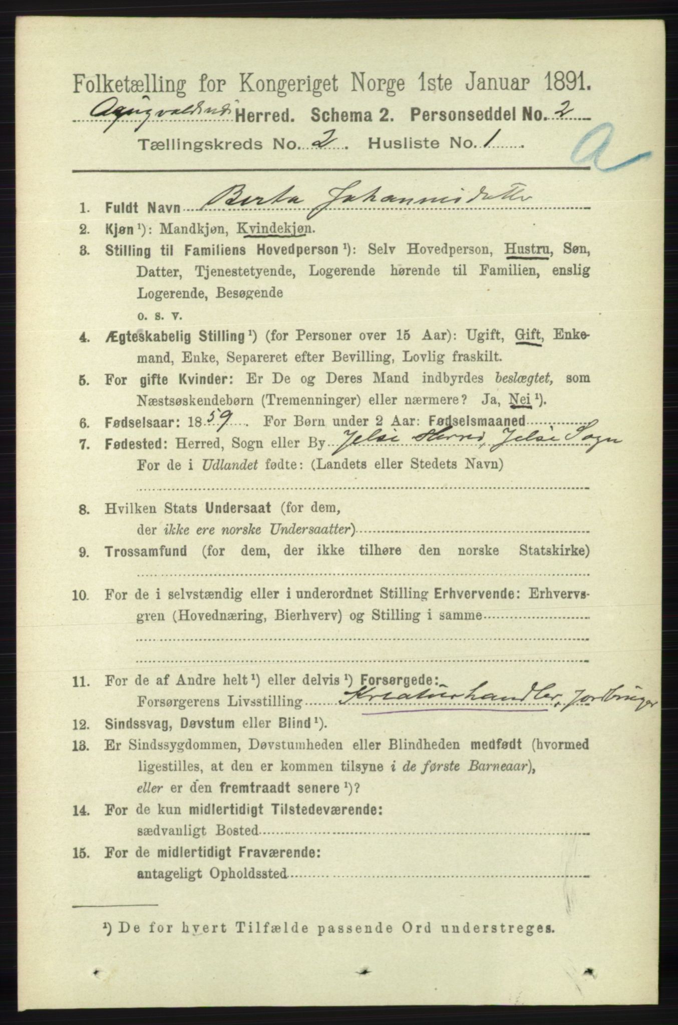 RA, 1891 census for 1147 Avaldsnes, 1891, p. 833