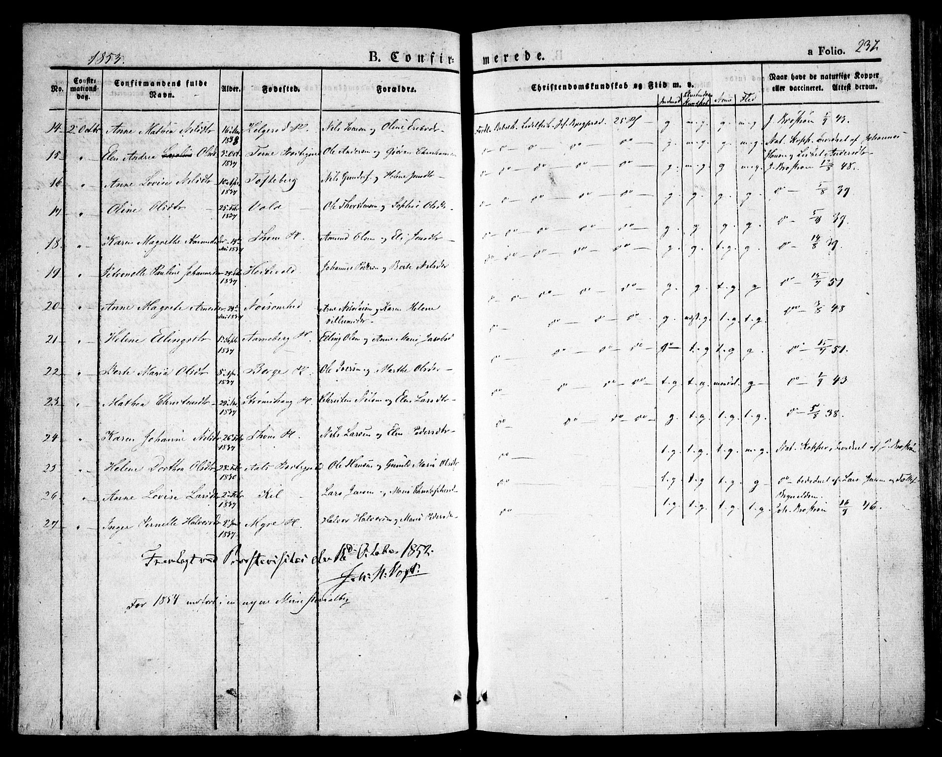 Råde prestekontor kirkebøker, AV/SAO-A-2009/F/Fa/L0005: Parish register (official) no. 5, 1830-1853, p. 237