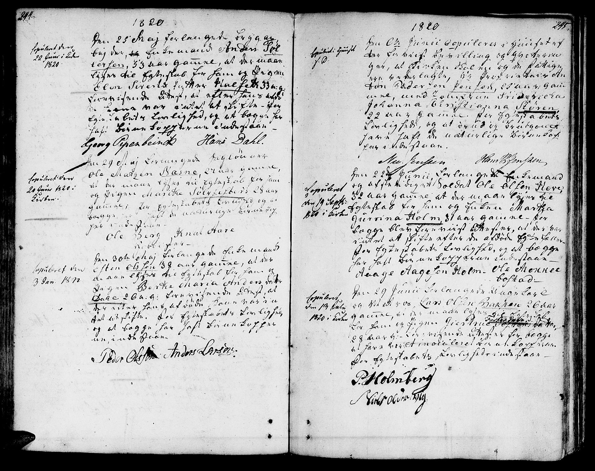 Ministerialprotokoller, klokkerbøker og fødselsregistre - Sør-Trøndelag, SAT/A-1456/601/L0042: Parish register (official) no. 601A10, 1802-1830, p. 244-245