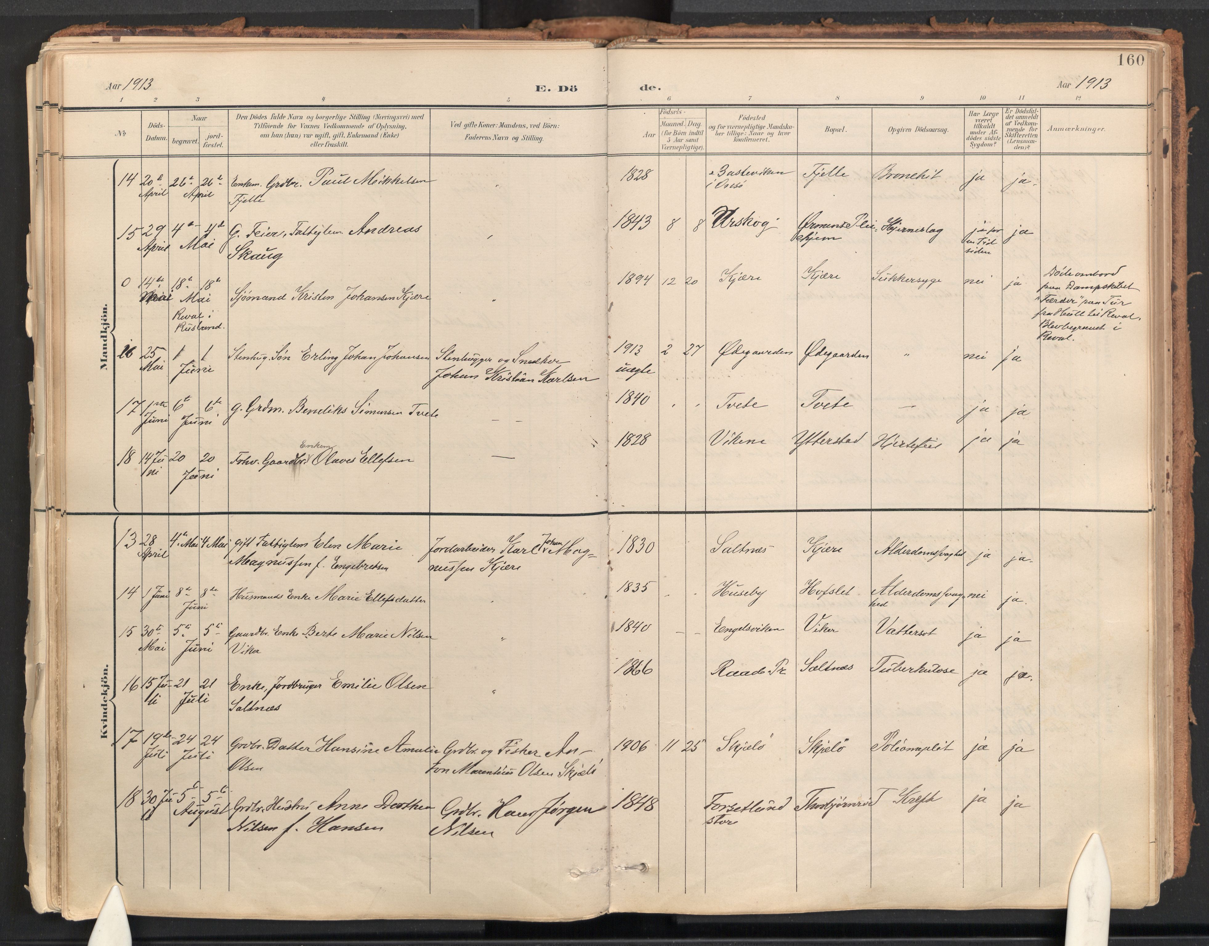 Onsøy prestekontor Kirkebøker, AV/SAO-A-10914/F/Fa/L0009: Parish register (official) no. I 9, 1899-1966, p. 160