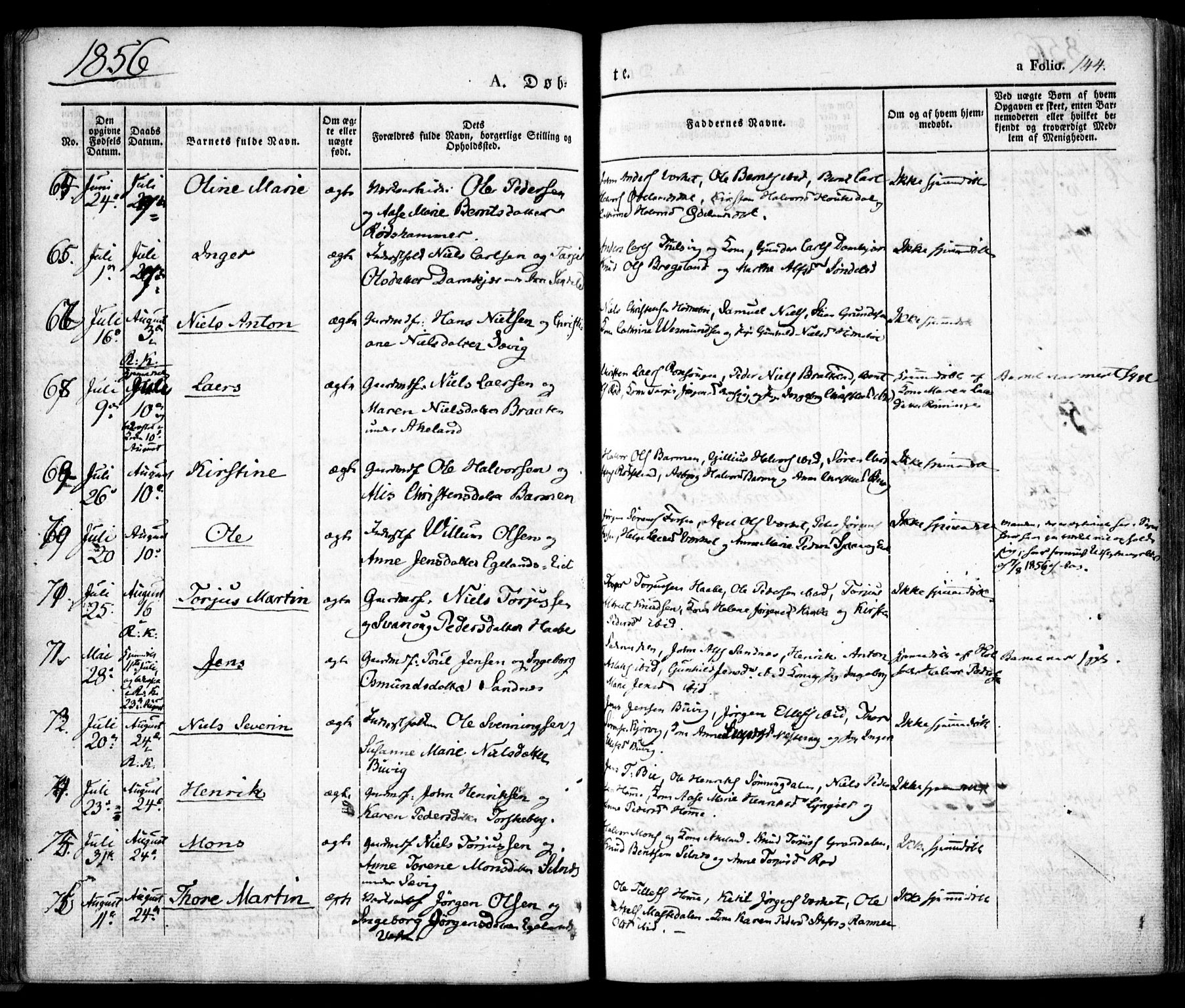 Søndeled sokneprestkontor, AV/SAK-1111-0038/F/Fa/L0002: Parish register (official) no. A 2, 1839-1860, p. 144