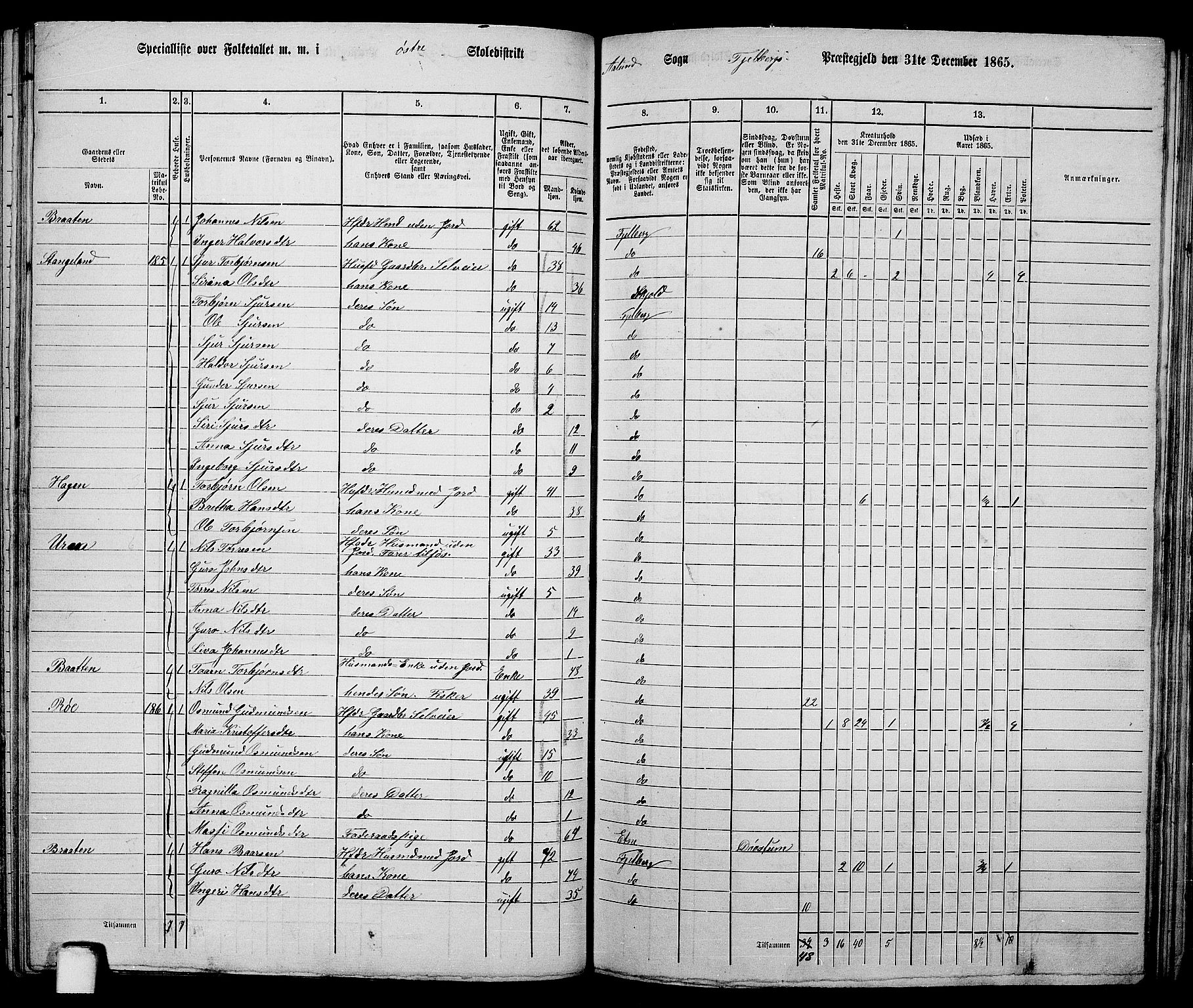 RA, 1865 census for Fjelberg, 1865, p. 113