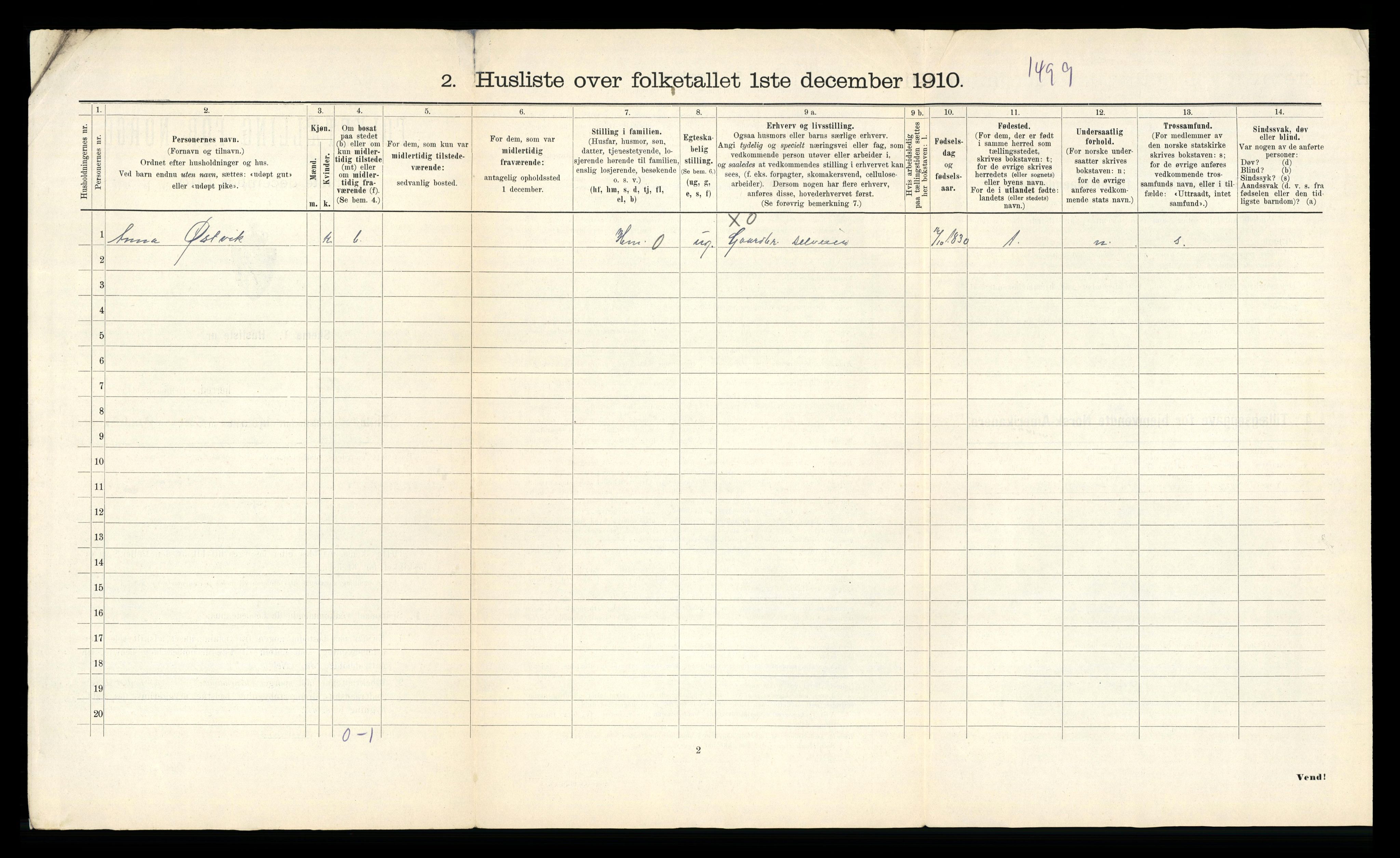 RA, 1910 census for Ytterøy, 1910, p. 18