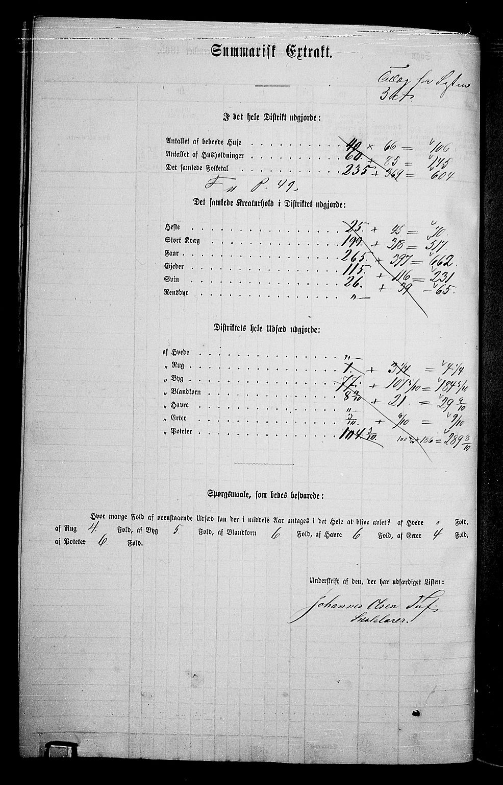 RA, 1865 census for Vestre Slidre, 1865, p. 100