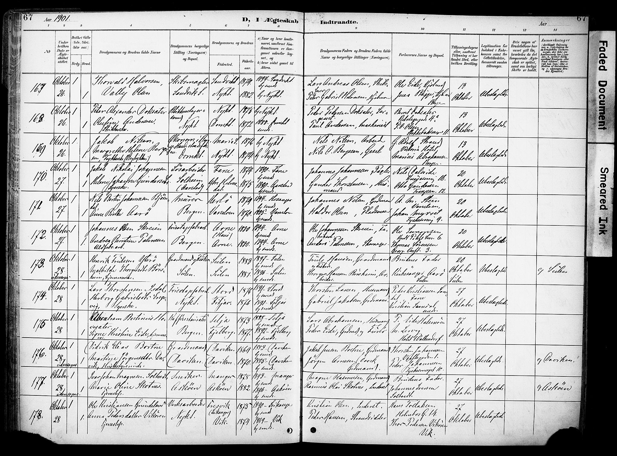 Nykirken Sokneprestembete, SAB/A-77101/H/Haa/L0034: Parish register (official) no. D 4, 1896-1905, p. 67