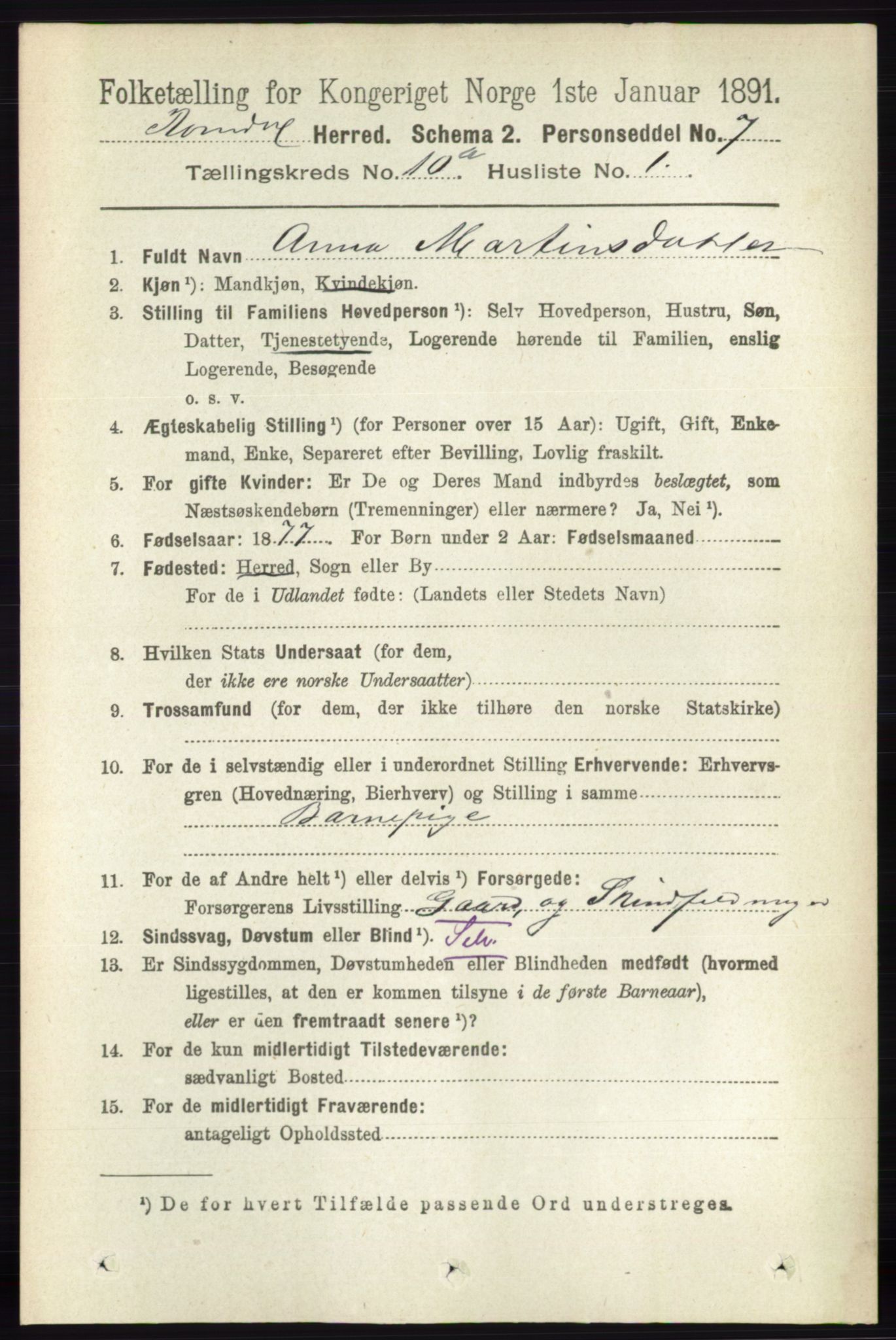 RA, 1891 census for 0416 Romedal, 1891, p. 4817