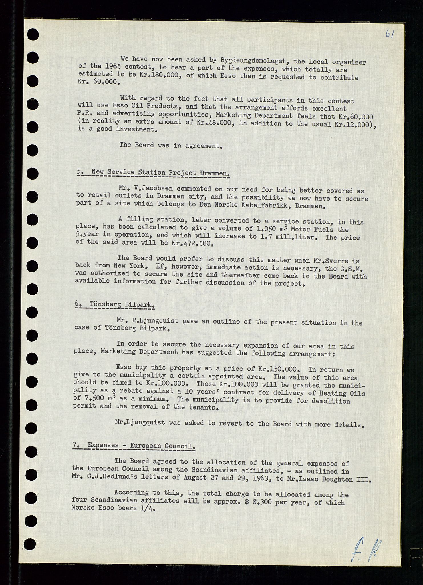 Pa 0982 - Esso Norge A/S, AV/SAST-A-100448/A/Aa/L0001/0004: Den administrerende direksjon Board minutes (styrereferater) / Den administrerende direksjon Board minutes (styrereferater), 1963-1964, p. 201