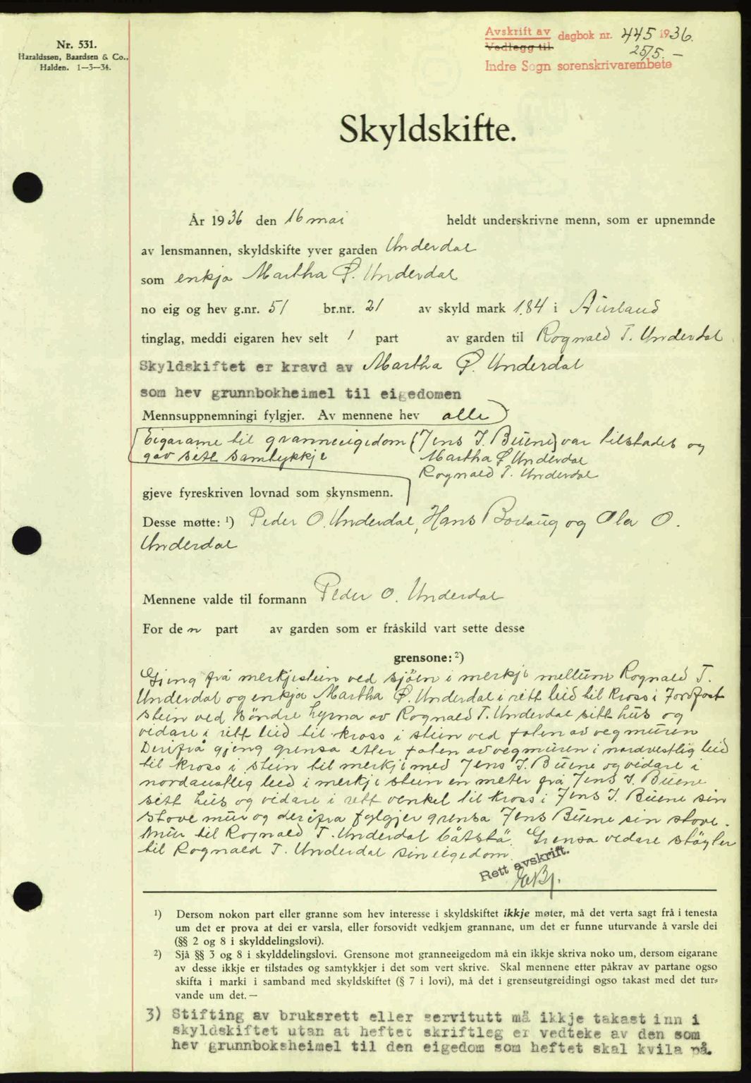 Indre Sogn tingrett, SAB/A-3301/1/G/Gb/Gba/L0030: Mortgage book no. 30, 1935-1937, Deed date: 25.05.1936