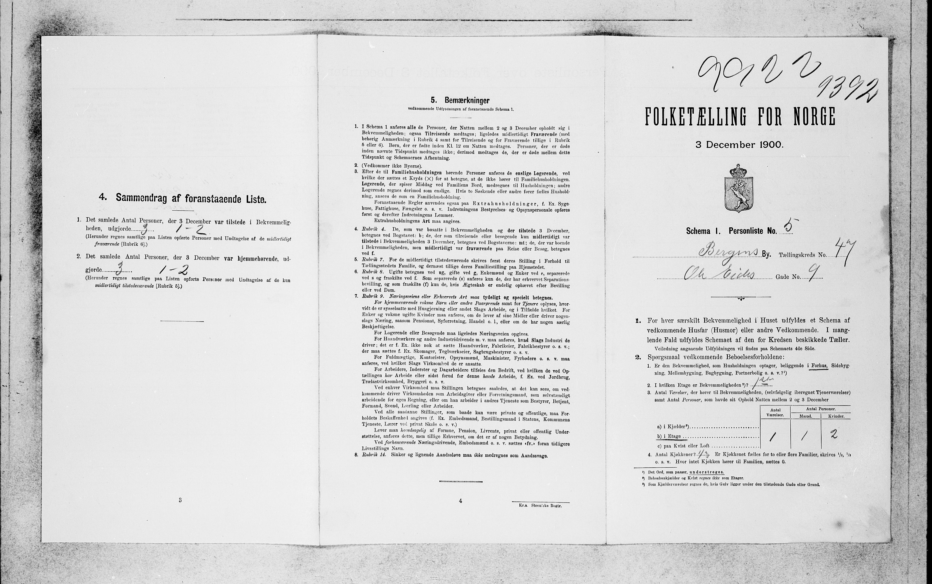 SAB, 1900 census for Bergen, 1900, p. 9086