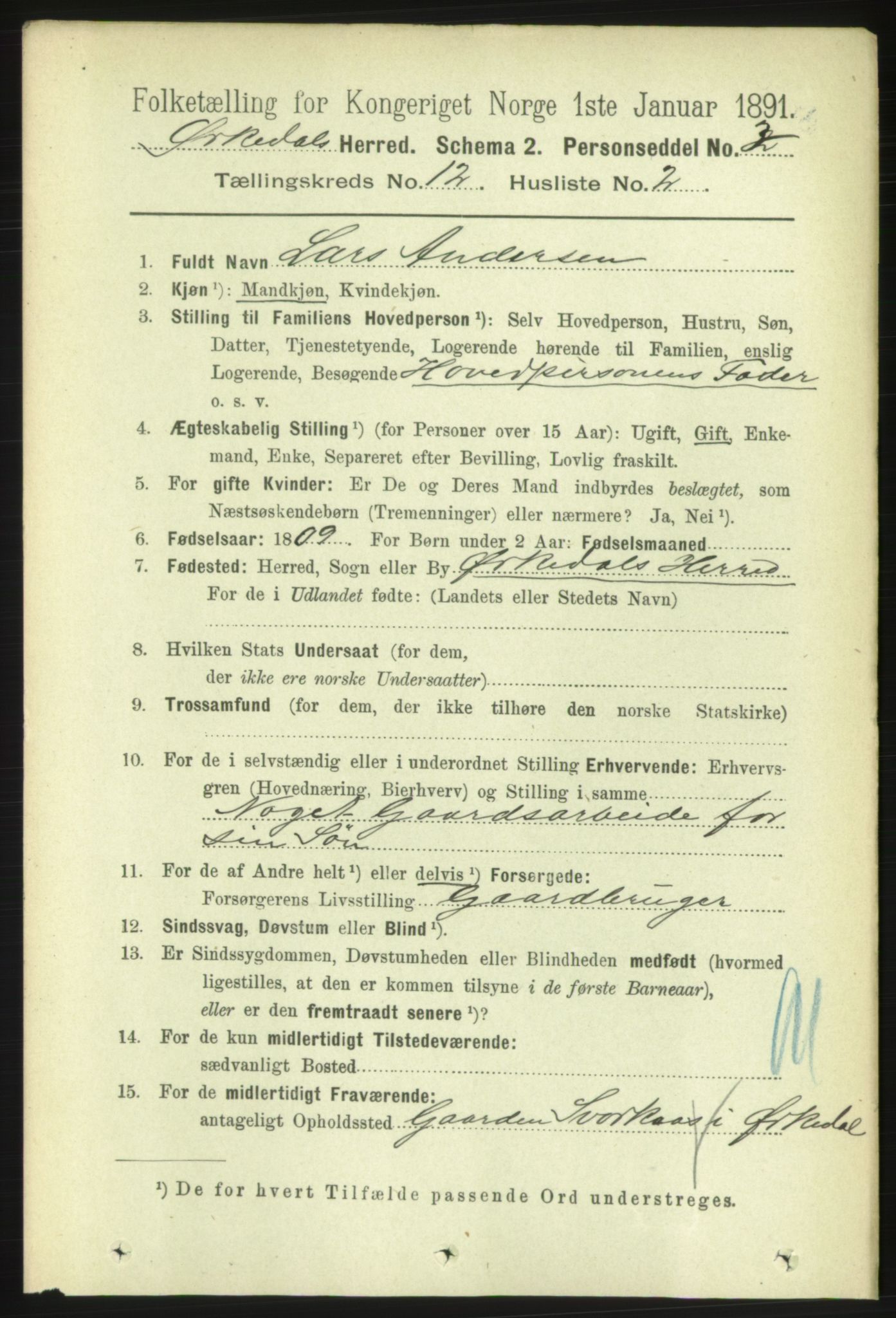 RA, 1891 census for 1638 Orkdal, 1891, p. 5587