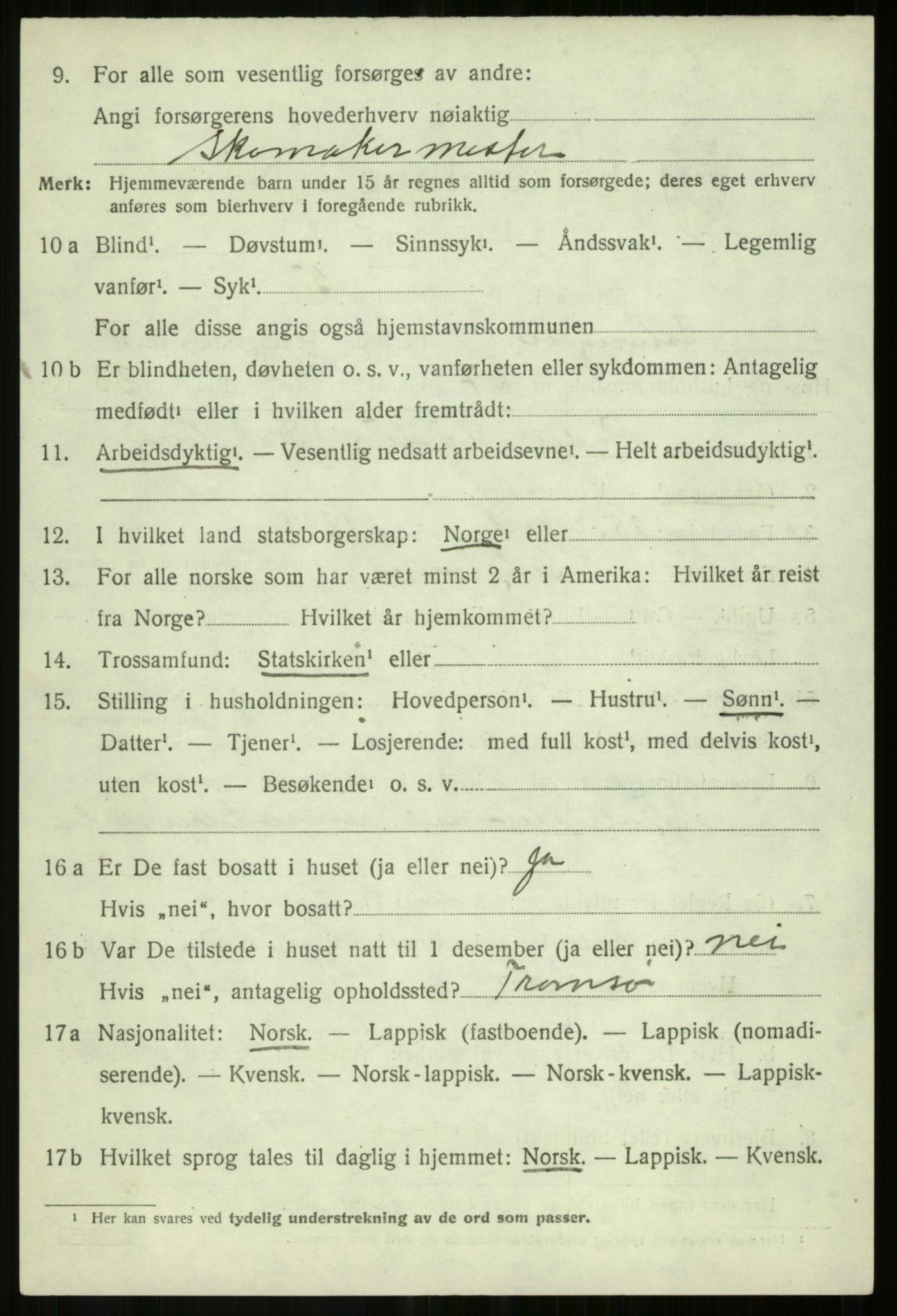 SATØ, 1920 census for Salangen, 1920, p. 4189