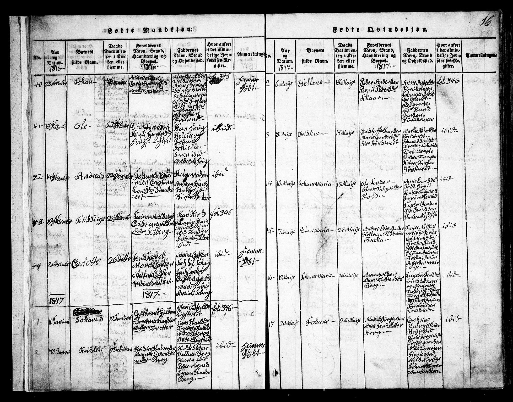 Skiptvet prestekontor Kirkebøker, AV/SAO-A-20009/G/Ga/L0001: Parish register (copy) no. 1, 1815-1838, p. 16