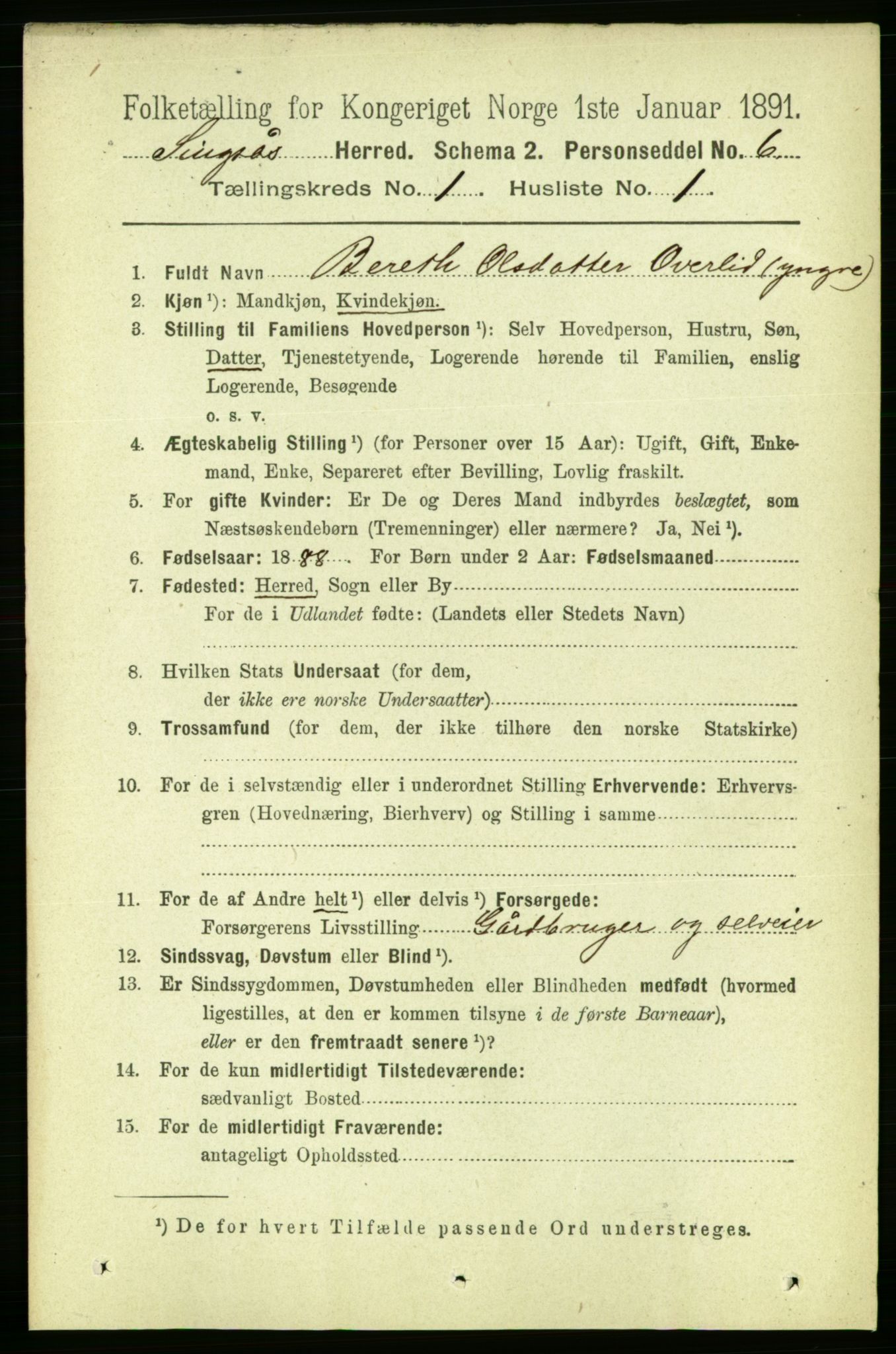 RA, 1891 census for 1646 Singsås, 1891, p. 57