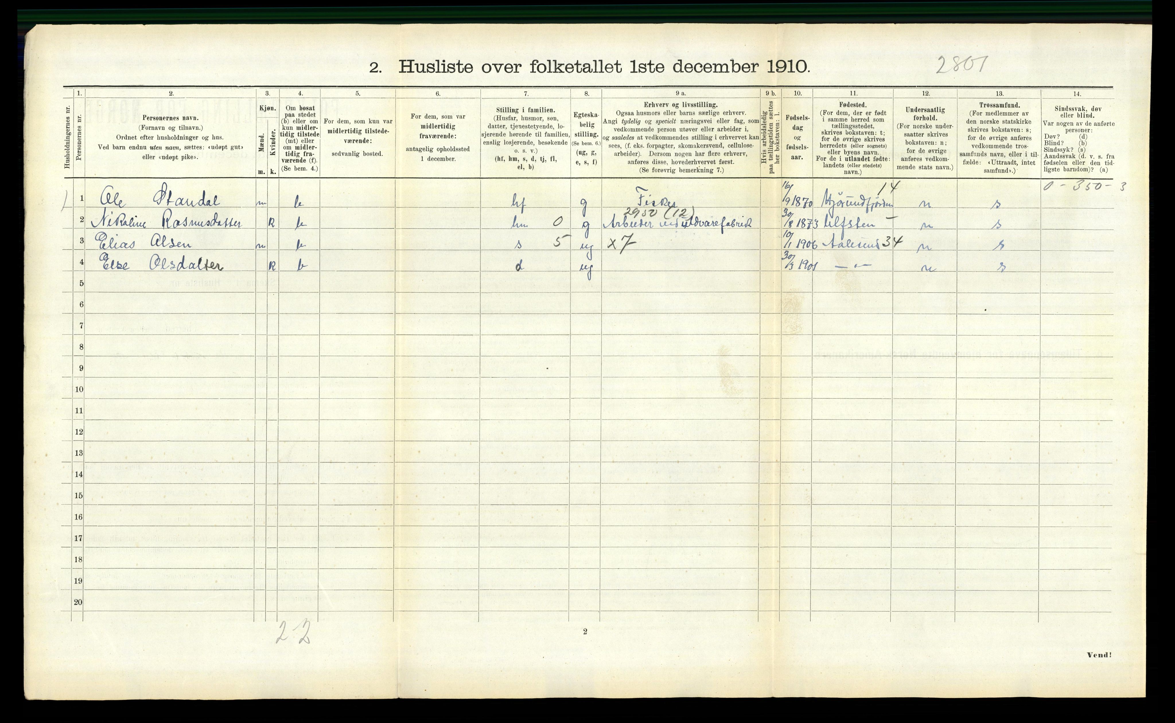 RA, 1910 census for Borgund, 1910, p. 1410