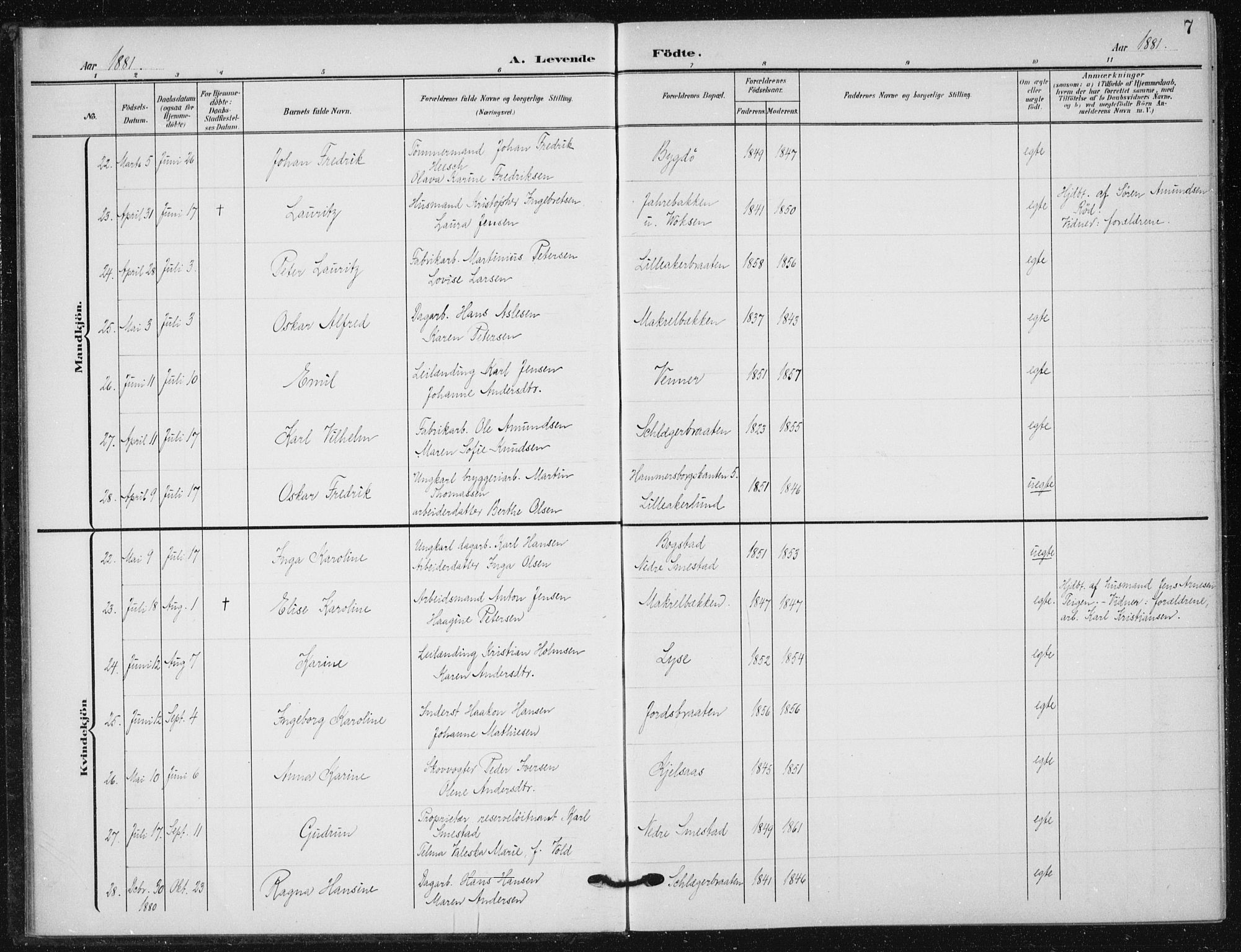 Vestre Aker prestekontor Kirkebøker, AV/SAO-A-10025/F/Fb/L0001: Parish register (official) no. II 1, 1880-1906, p. 7