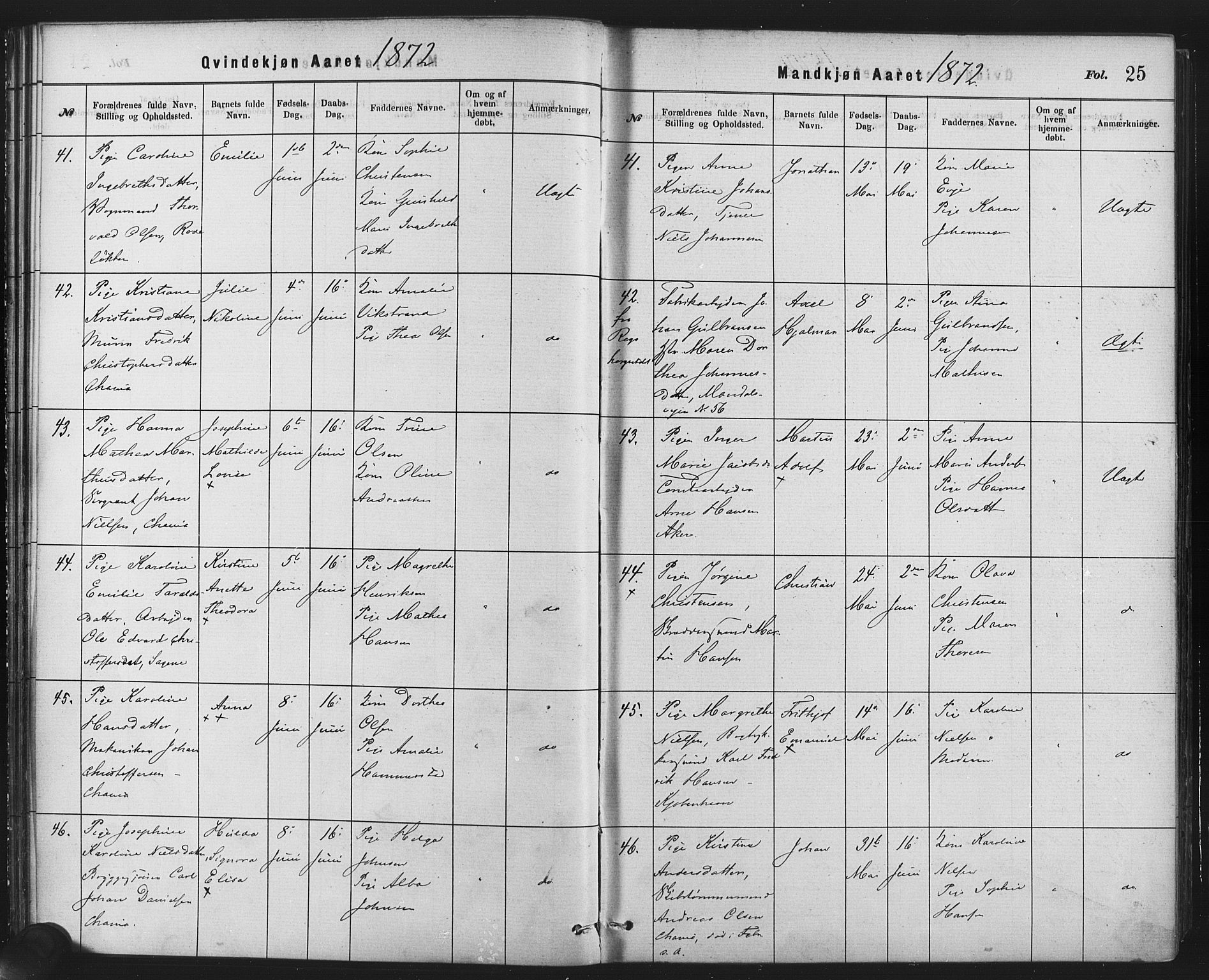 Rikshospitalet prestekontor Kirkebøker, AV/SAO-A-10309b/F/L0006: Parish register (official) no. 6, 1871-1885, p. 25