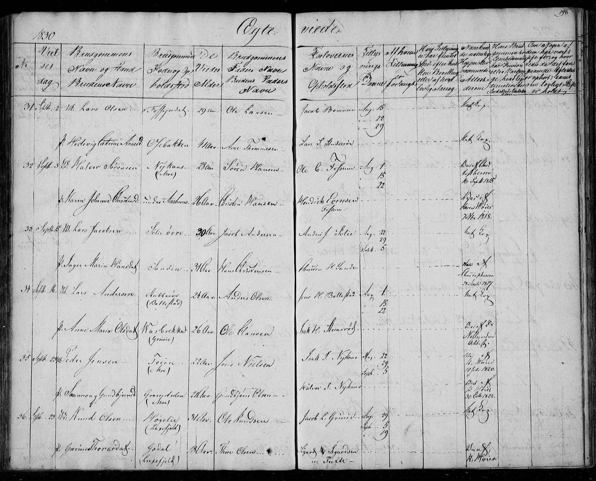 Gjerpen kirkebøker, SAKO/A-265/F/Fa/L0006: Parish register (official) no. I 6, 1829-1834, p. 198