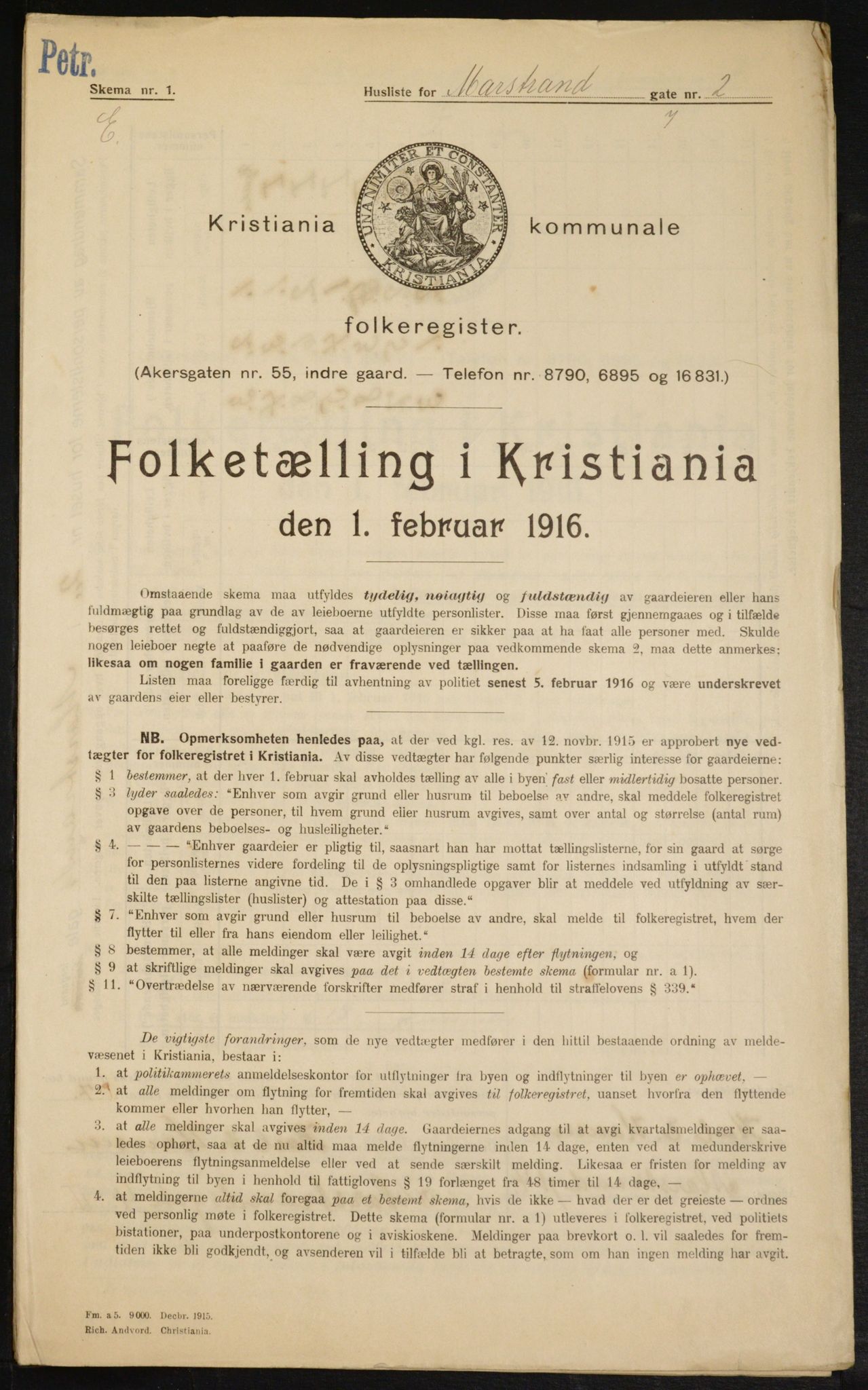 OBA, Municipal Census 1916 for Kristiania, 1916, p. 66329