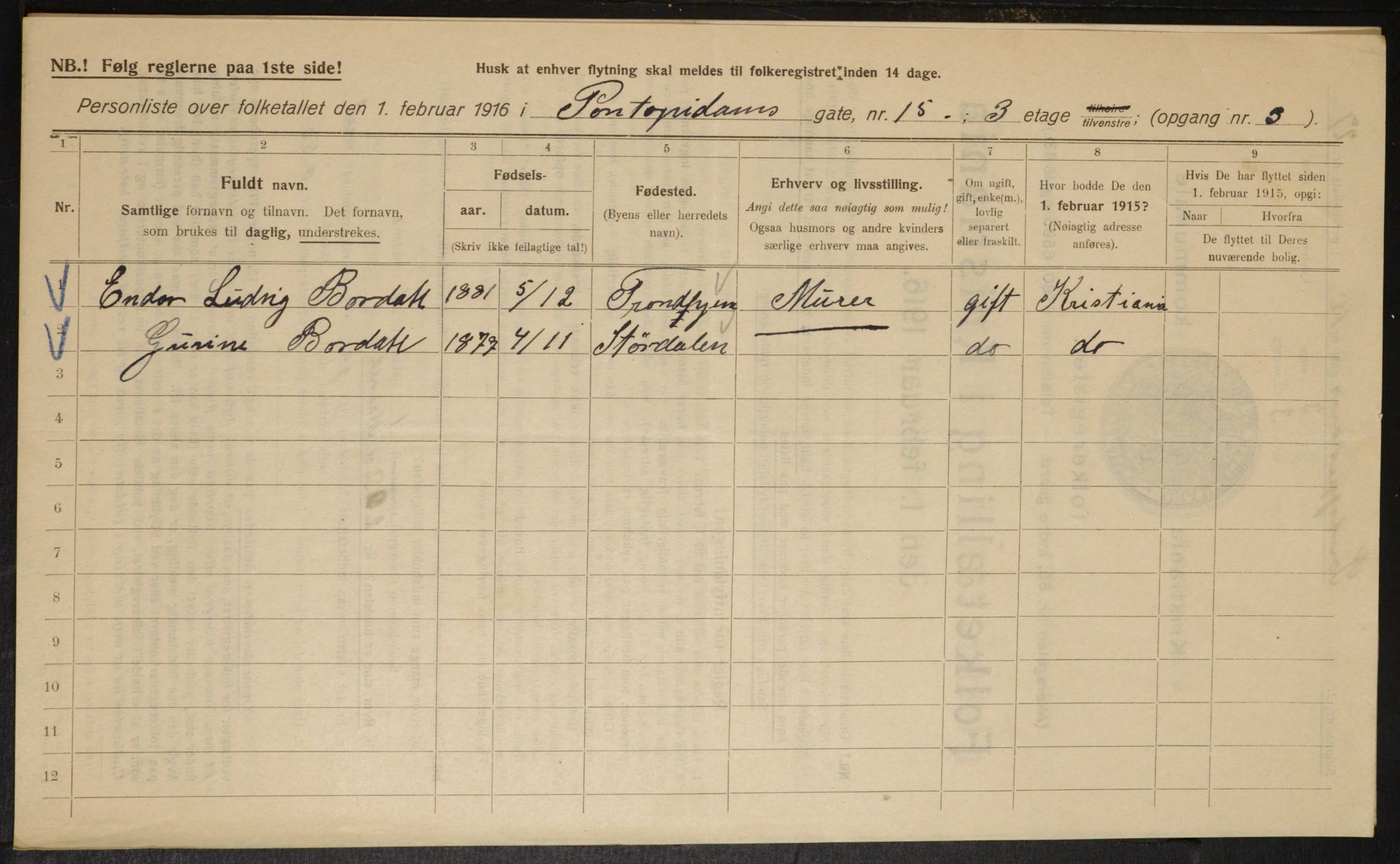 OBA, Municipal Census 1916 for Kristiania, 1916, p. 83238