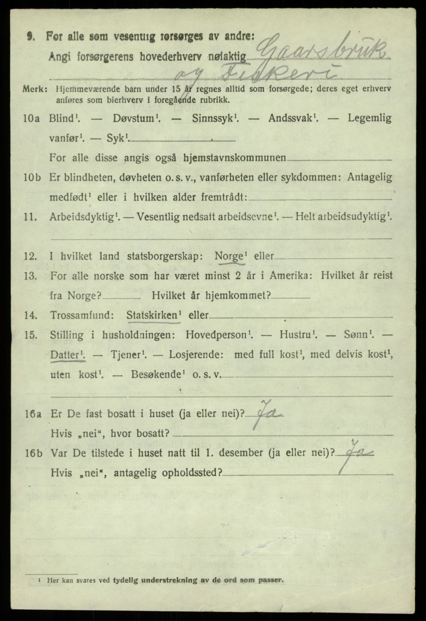 SAB, 1920 census for Sund, 1920, p. 4410