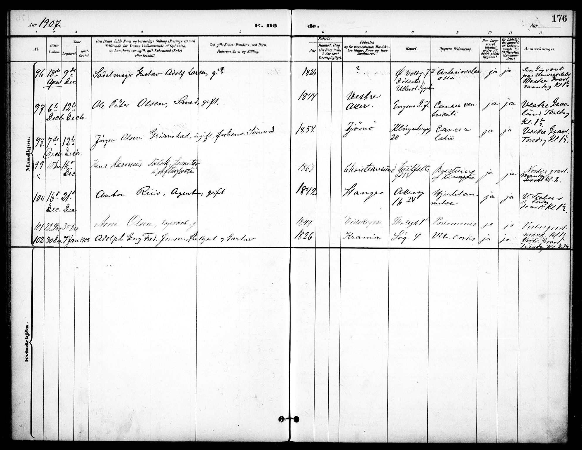 Johannes prestekontor Kirkebøker, AV/SAO-A-10852/F/Fa/L0008: Parish register (official) no. 8, 1897-1917, p. 176