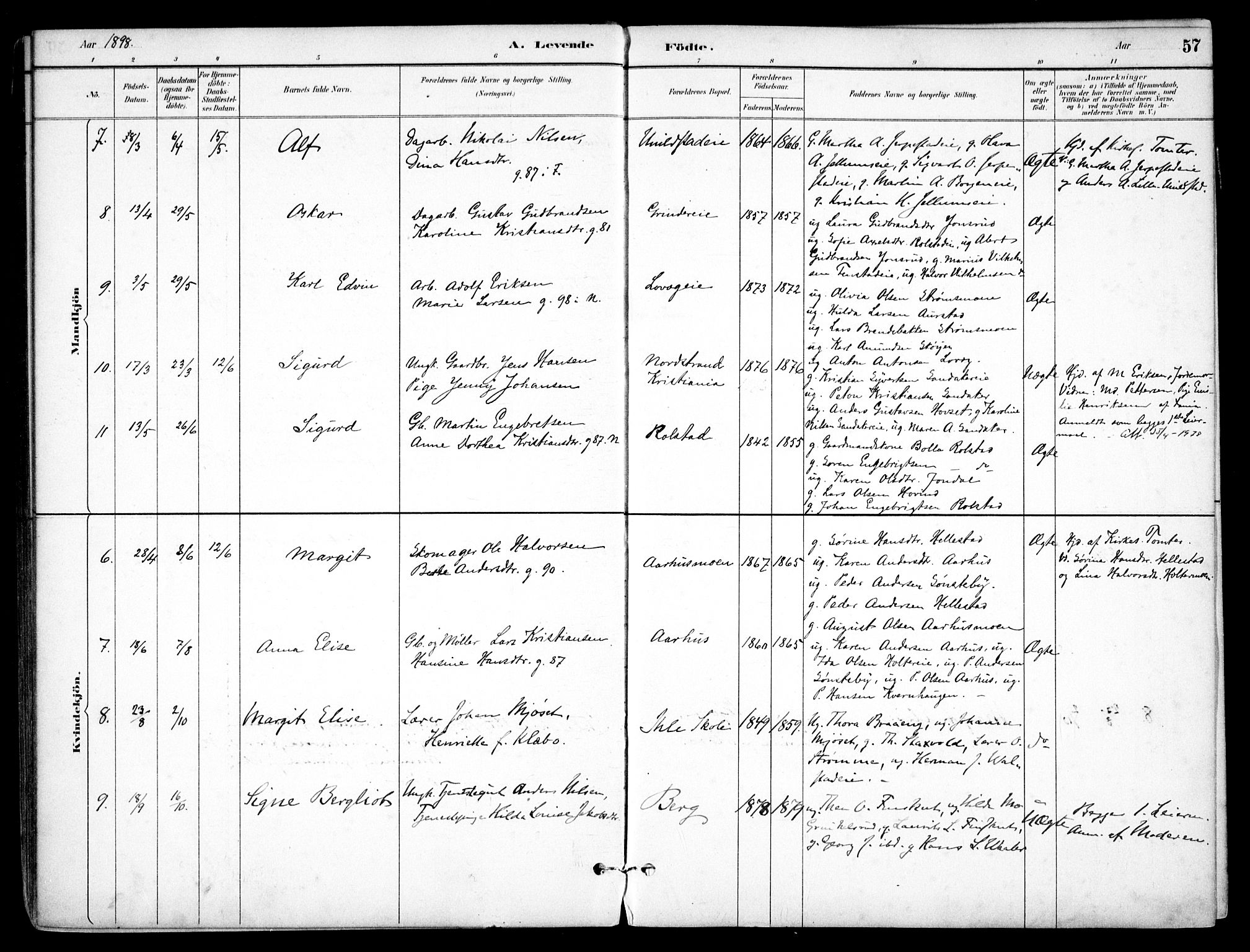 Nes prestekontor Kirkebøker, AV/SAO-A-10410/F/Fb/L0002: Parish register (official) no. II 2, 1883-1918, p. 57