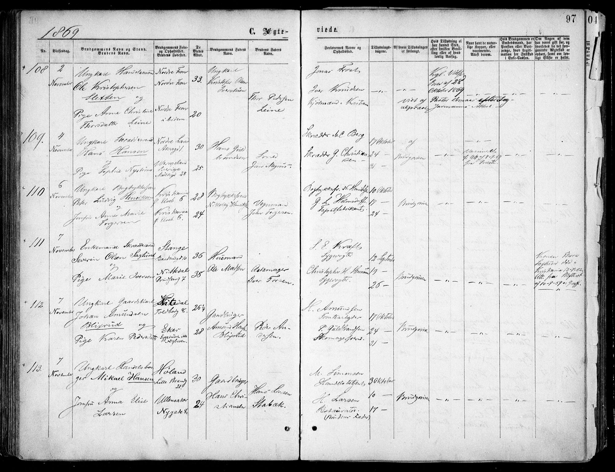 Oslo domkirke Kirkebøker, AV/SAO-A-10752/F/Fa/L0021: Parish register (official) no. 21, 1865-1884, p. 97