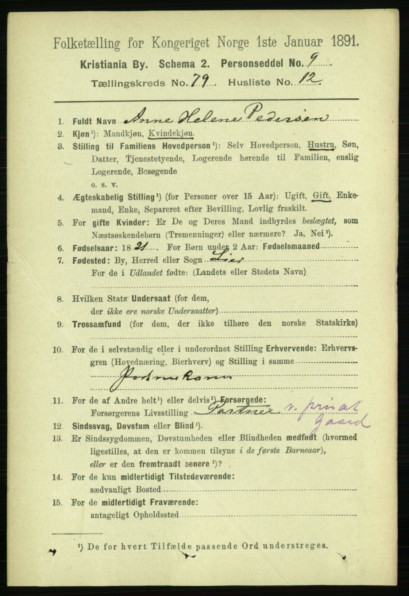 RA, 1891 census for 0301 Kristiania, 1891, p. 41240