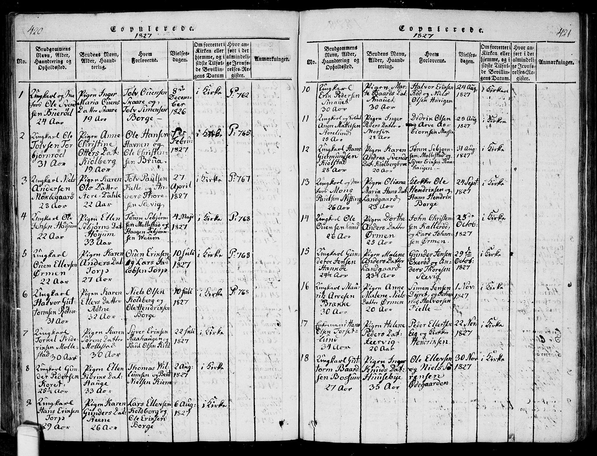 Onsøy prestekontor Kirkebøker, SAO/A-10914/F/Fa/L0002: Parish register (official) no. I 2, 1814-1840, p. 420-421