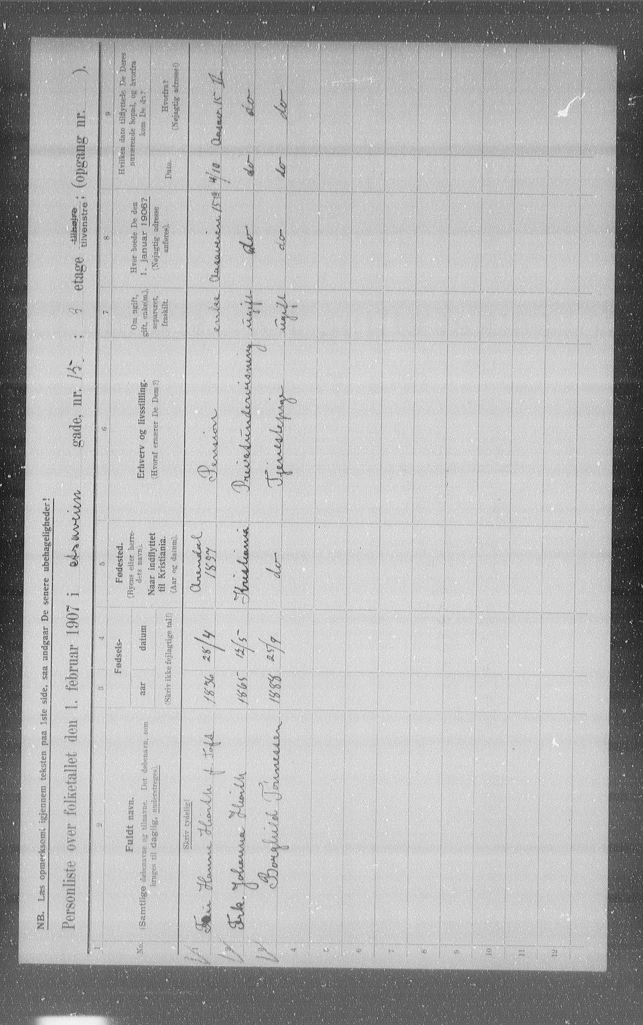 OBA, Municipal Census 1907 for Kristiania, 1907, p. 66623