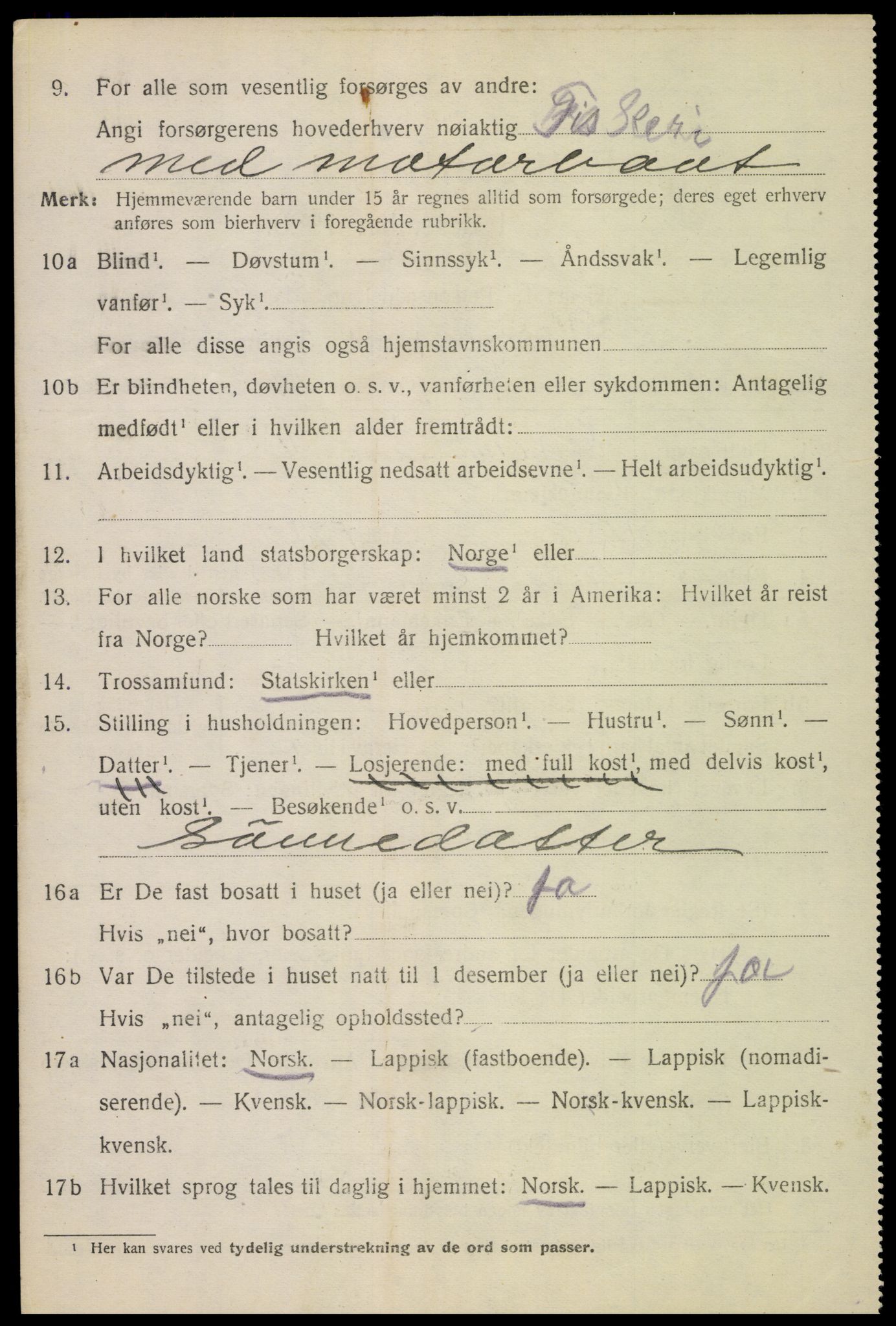 SAT, 1920 census for Hadsel, 1920, p. 6481