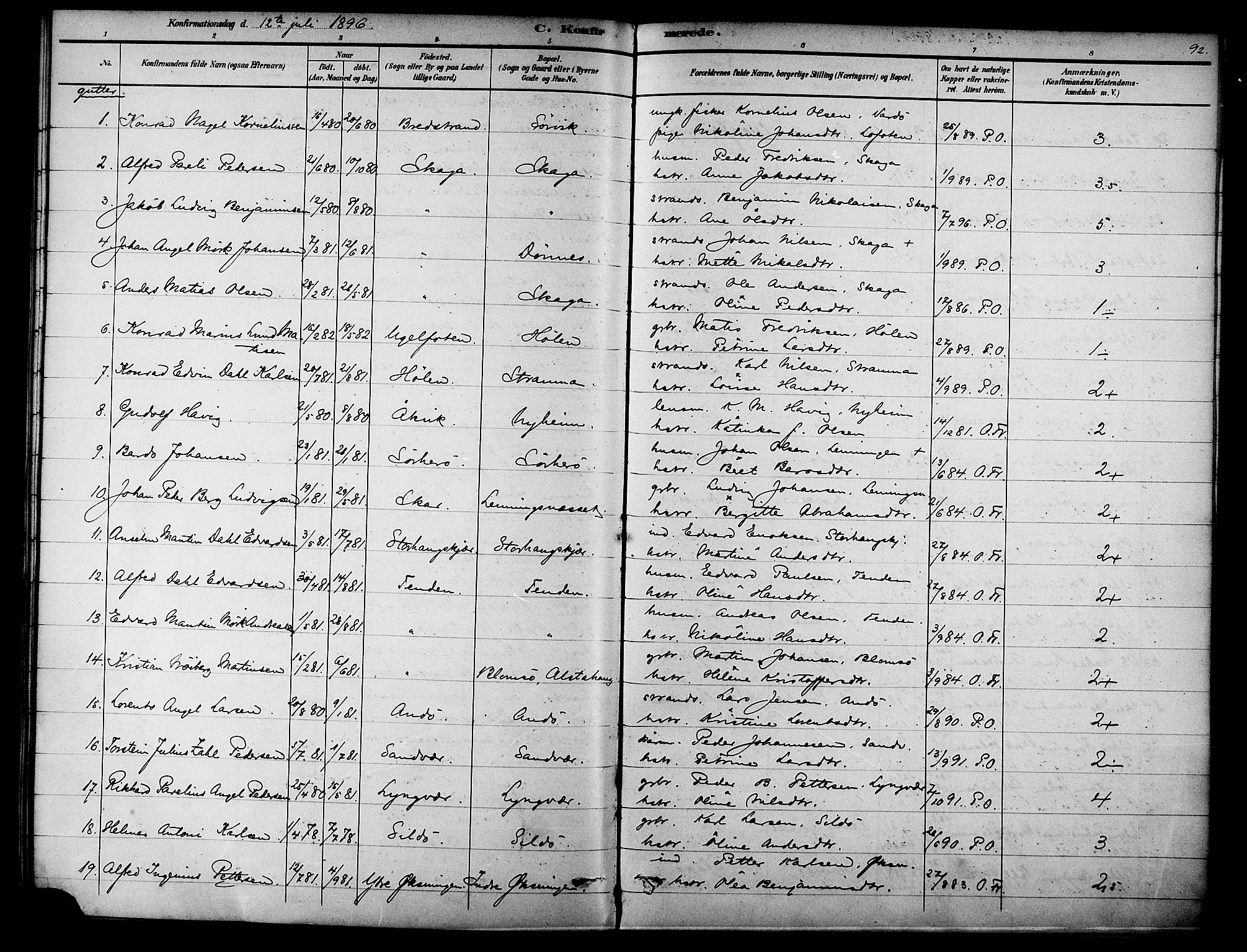 Ministerialprotokoller, klokkerbøker og fødselsregistre - Nordland, AV/SAT-A-1459/834/L0508: Parish register (official) no. 834A06, 1892-1901, p. 92